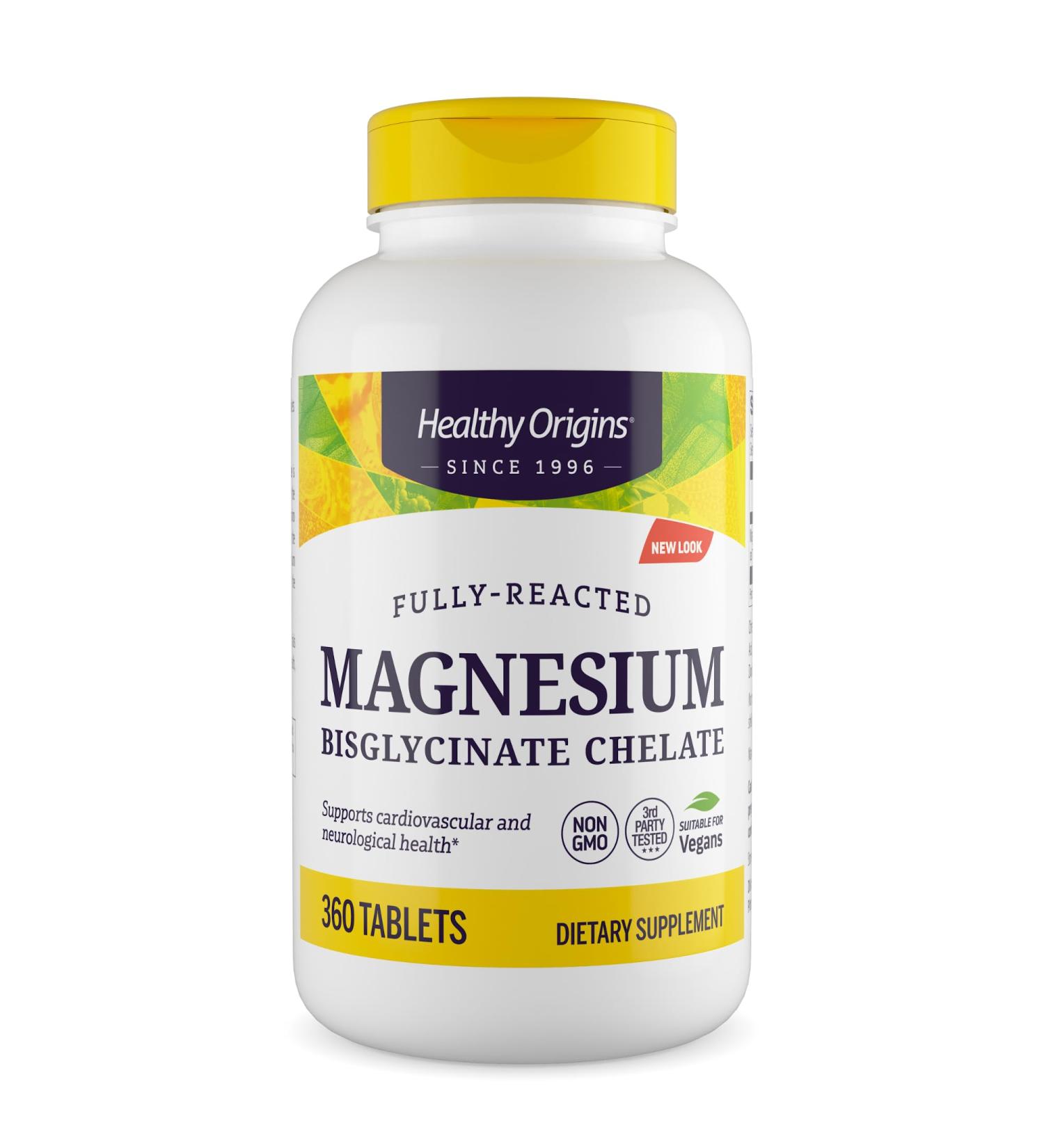 Healthy Origins Magnesium Bisglycinate Chelate (Non-GMO Gluten Free Cardiovascular Support Bone Support Neurological Support Vegan) 360 Tablets 360 Count (Pack of 1) - Buy Online on GoSupps.com
