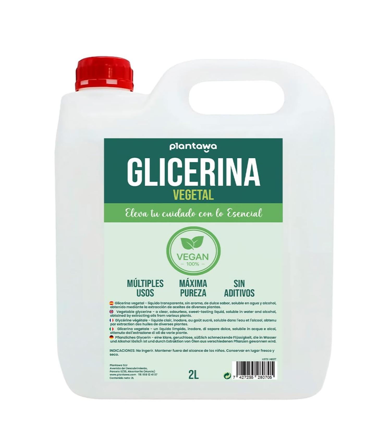 Vegetable Glycerine Liquid 2L Pharmaceutical Grade High Purity Moisturizing and Moisturizing Natural Hair and Skin Fragrance Free Ideal Soaps Shampoos Creams Cosmetic Base Crafts Vegan - Buy Online on GoSupps.com