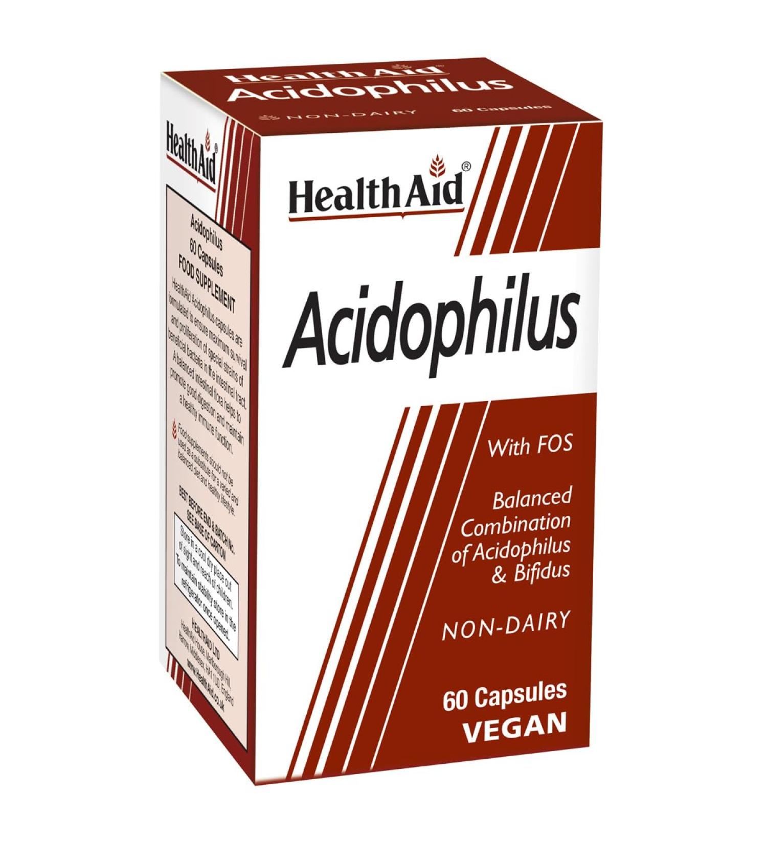 HEALTHAID Acidophilus Vegi Capsules 60 - Probiotics for Digestive Health - 159g - Buy Online - Buy Online on GoSupps.com