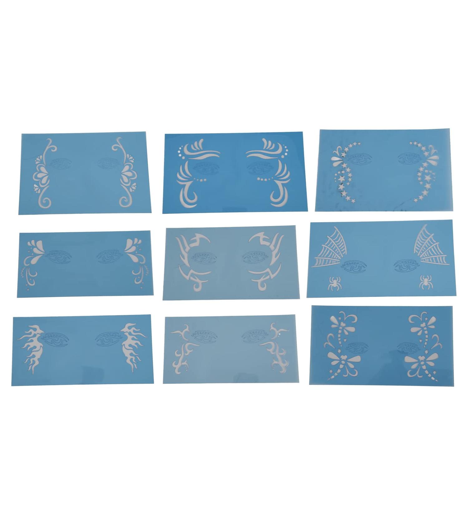9 Sheets Reusable Makeup Stencils - Perfect for Festivals Birthdays & Performances | International Shipping Available - Buy Online on GoSupps.com