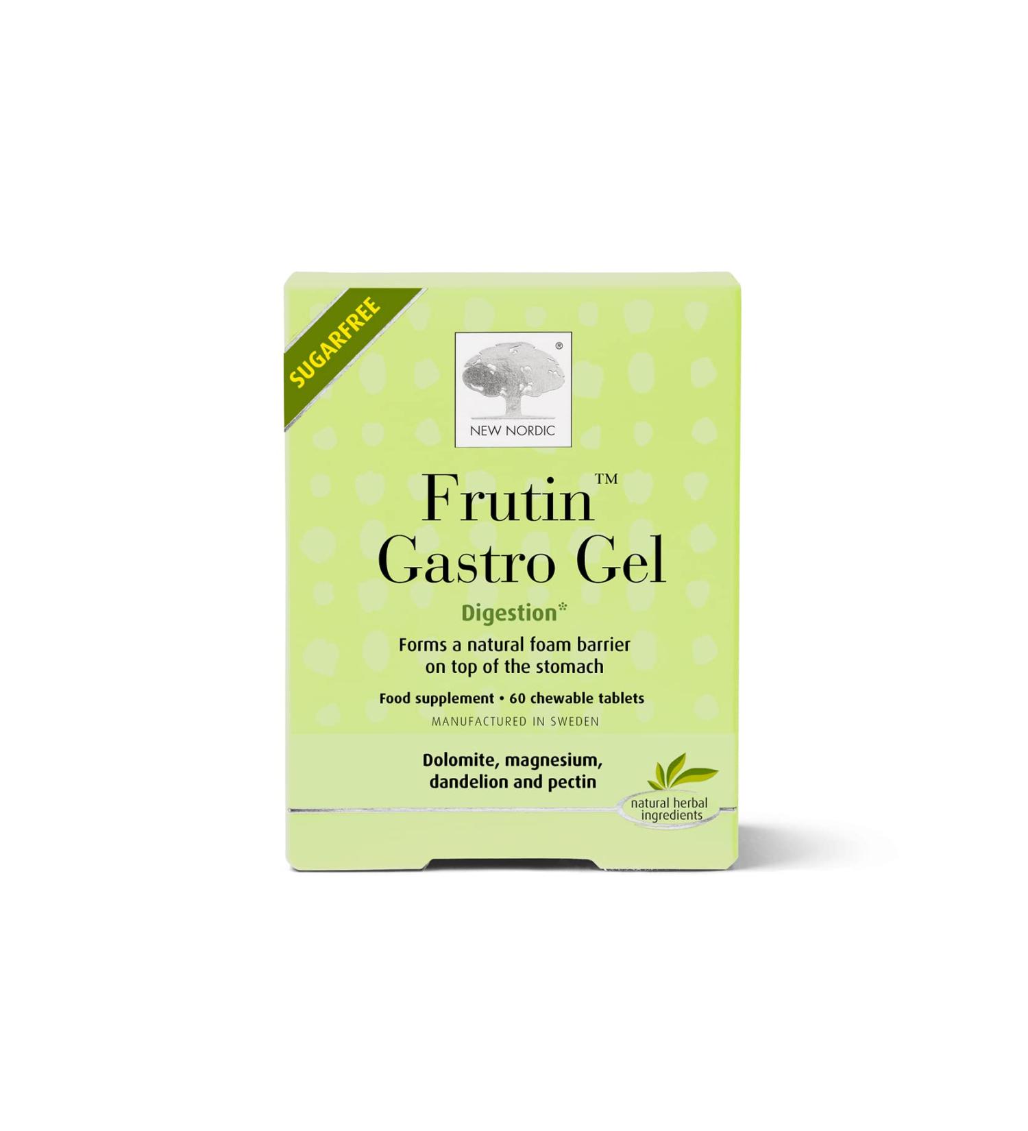 New Nordic Frutin Gastro Gel 60 Chewable Tablets - Fast-Acting Relief for Indigestion - Buy Online on GoSupps.com