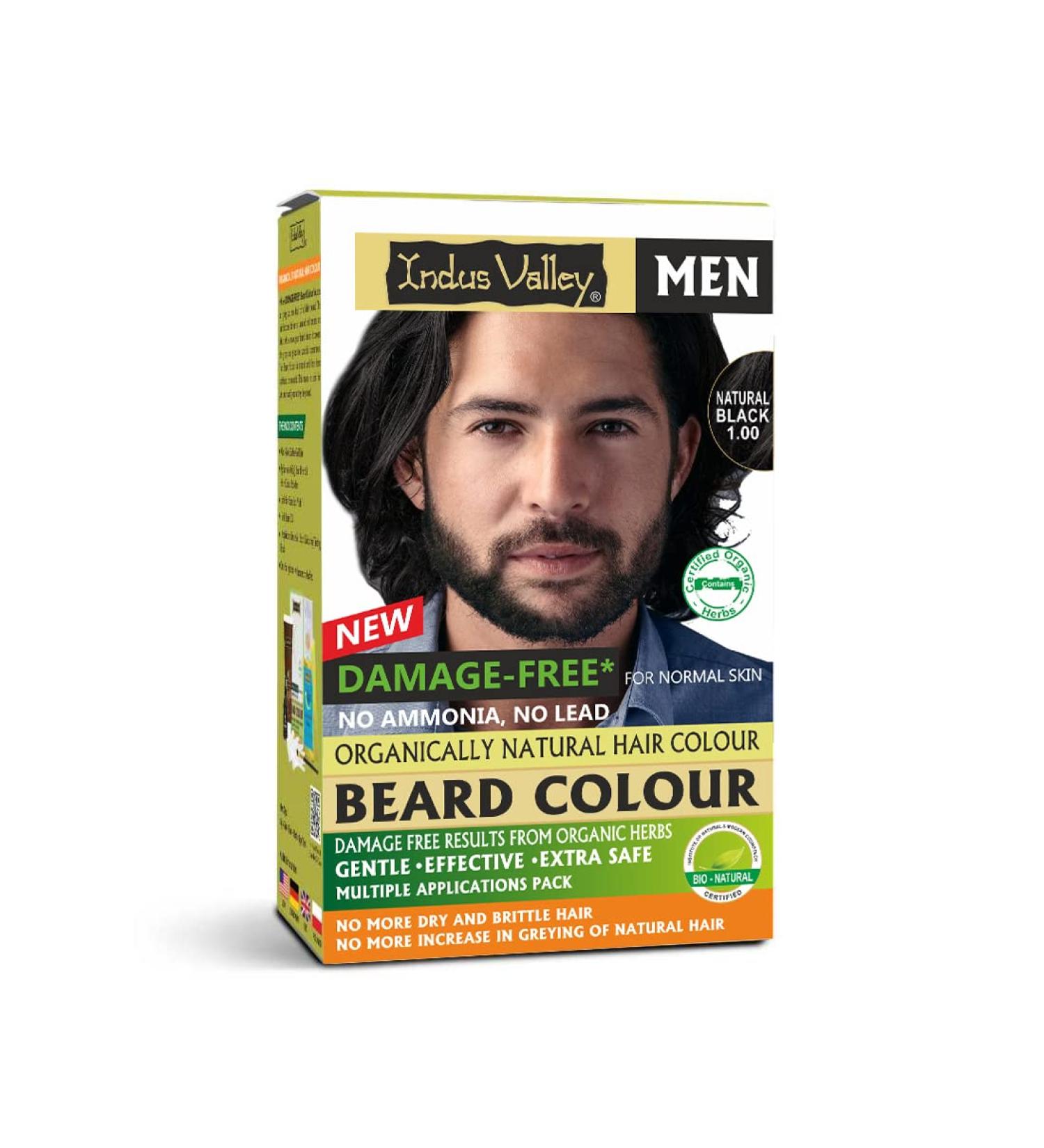 Indus Valley Natural Damage Free Black Mustache & Beard Color for Gray Hair - International Shipping Available - Buy Online on GoSupps.com