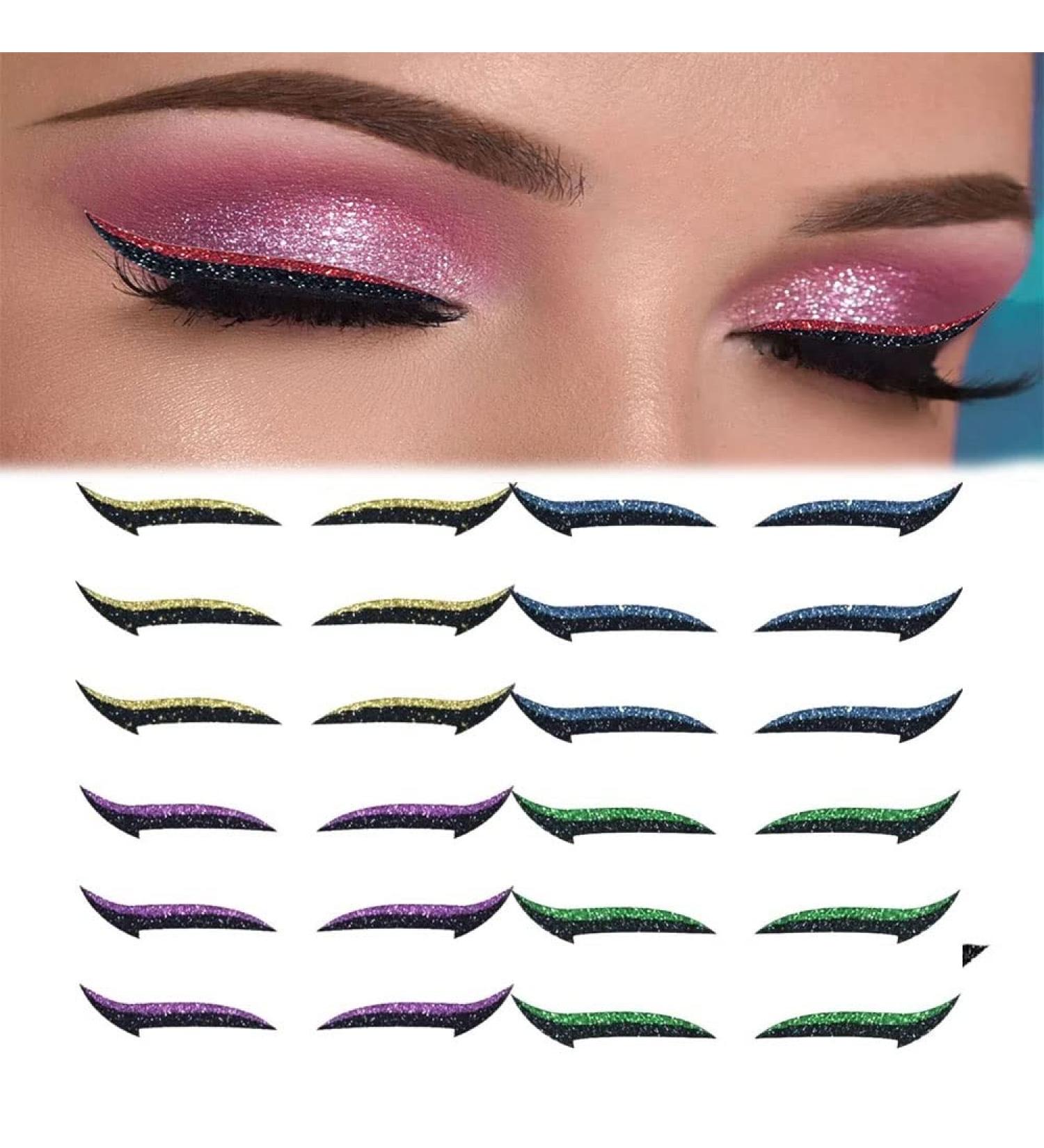 LOKORI 12 paar Stick On Eyeliner Strips Stick On Glitter Eyeliner Stick On Eyeliner Glitter Double Eyelid Tape Eye Line Strip12 pairsf - Buy Online on GoSupps.com