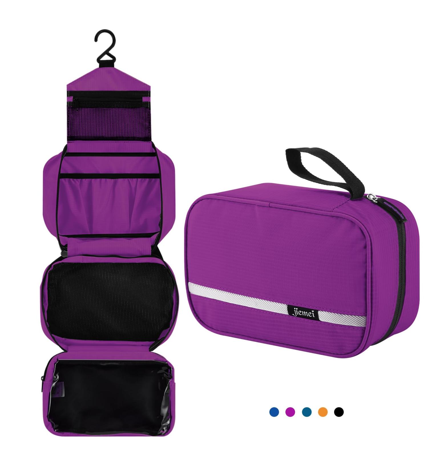 Homchen Waterproof Hanging Travel Toiletry Bag - Portable Cosmetic Wash Bag for Men and Women (Purple, M) - Buy Online on GoSupps.com