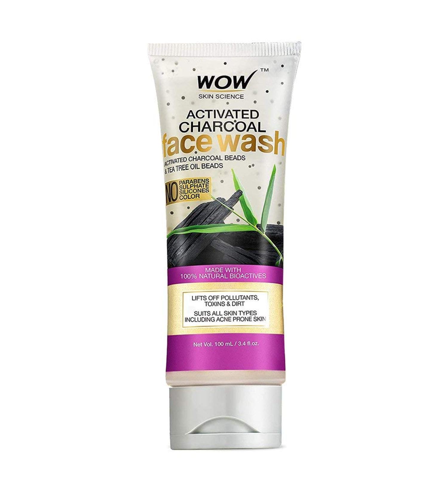 WOW Skin Science Activated Charcoal Face Wash - Deep Cleanser for All Skin Types | Acne Treatment Pore Minimizer | Sulfate & Paraben Free | 100ml - Buy Online on GoSupps.com