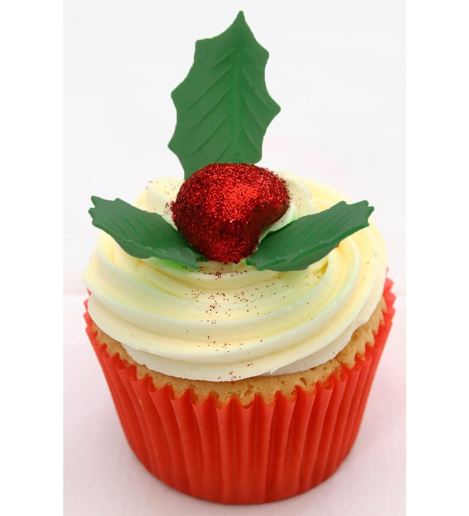 36 Edible Holly Leaves- Christmas Edible Cake Decorations - Buy Online on GoSupps.com