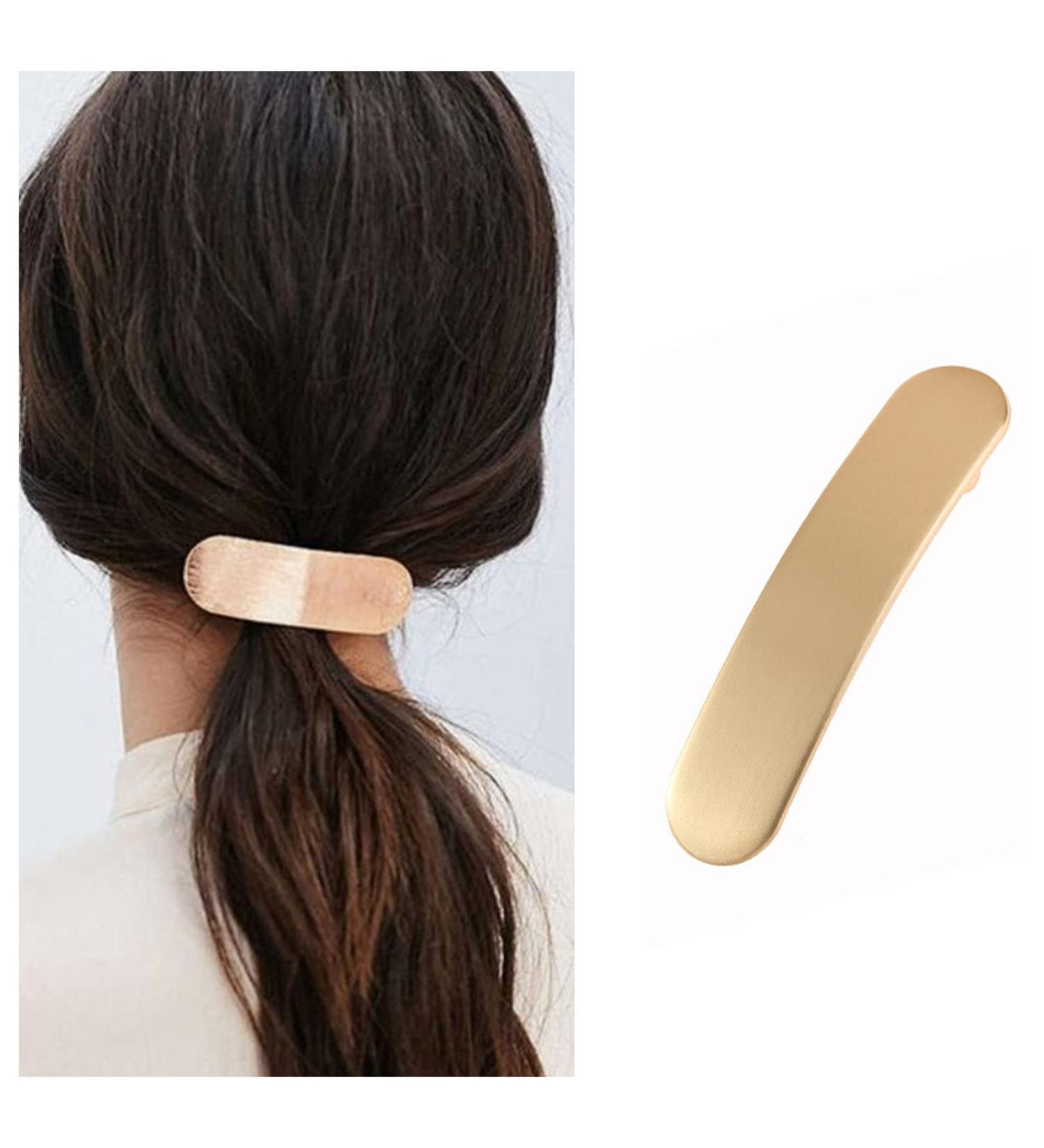 Iaceble French Metal Bar Hairclip - Minimalist Gold Geometry Hair Barrette for Women and Girls - Buy Online on GoSupps.com