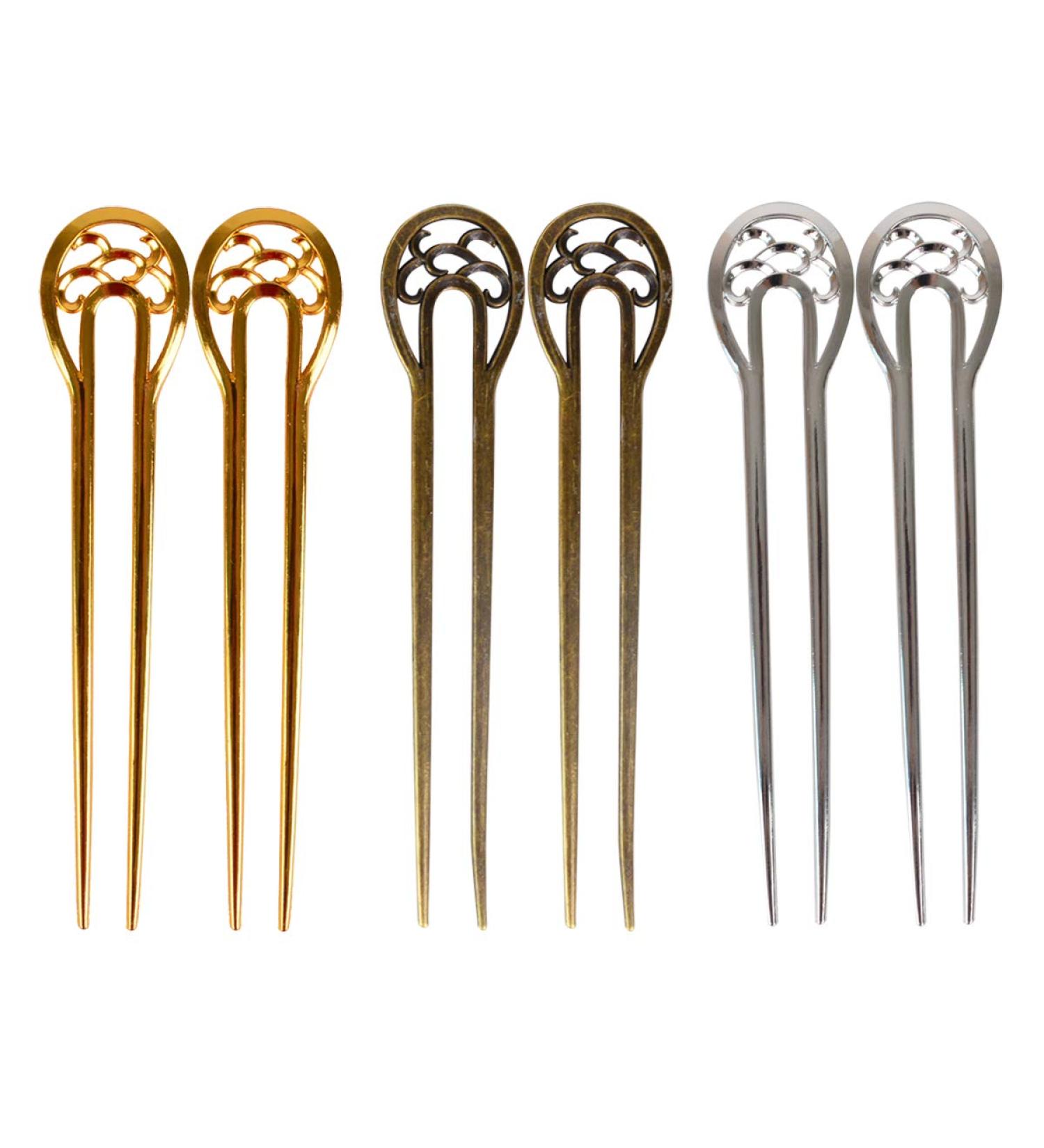 Bleiou 6 Pcs U Shape Hair Fork Alloy Hair Stick Metal Hair Pins - Stylish Hair Accessory Set - Buy Online on GoSupps.com