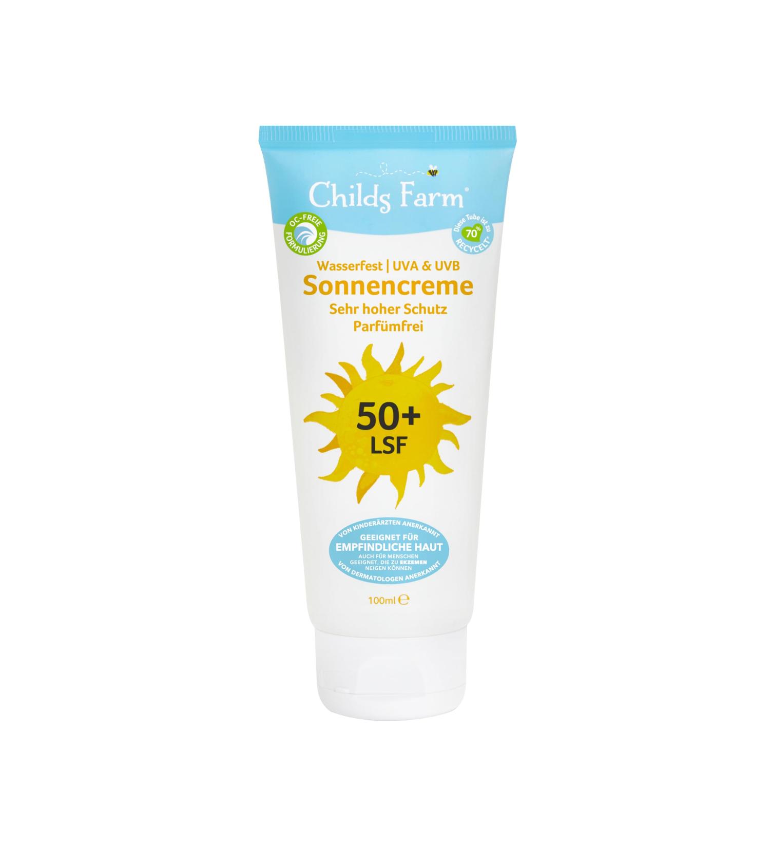 Childs Farm SPF 50+ Sunscreen for Children & Babies Waterproof UVA/UVB Protection 100ml | Ideal for Sensitive Skin & Eczema - Buy Online on GoSupps.com