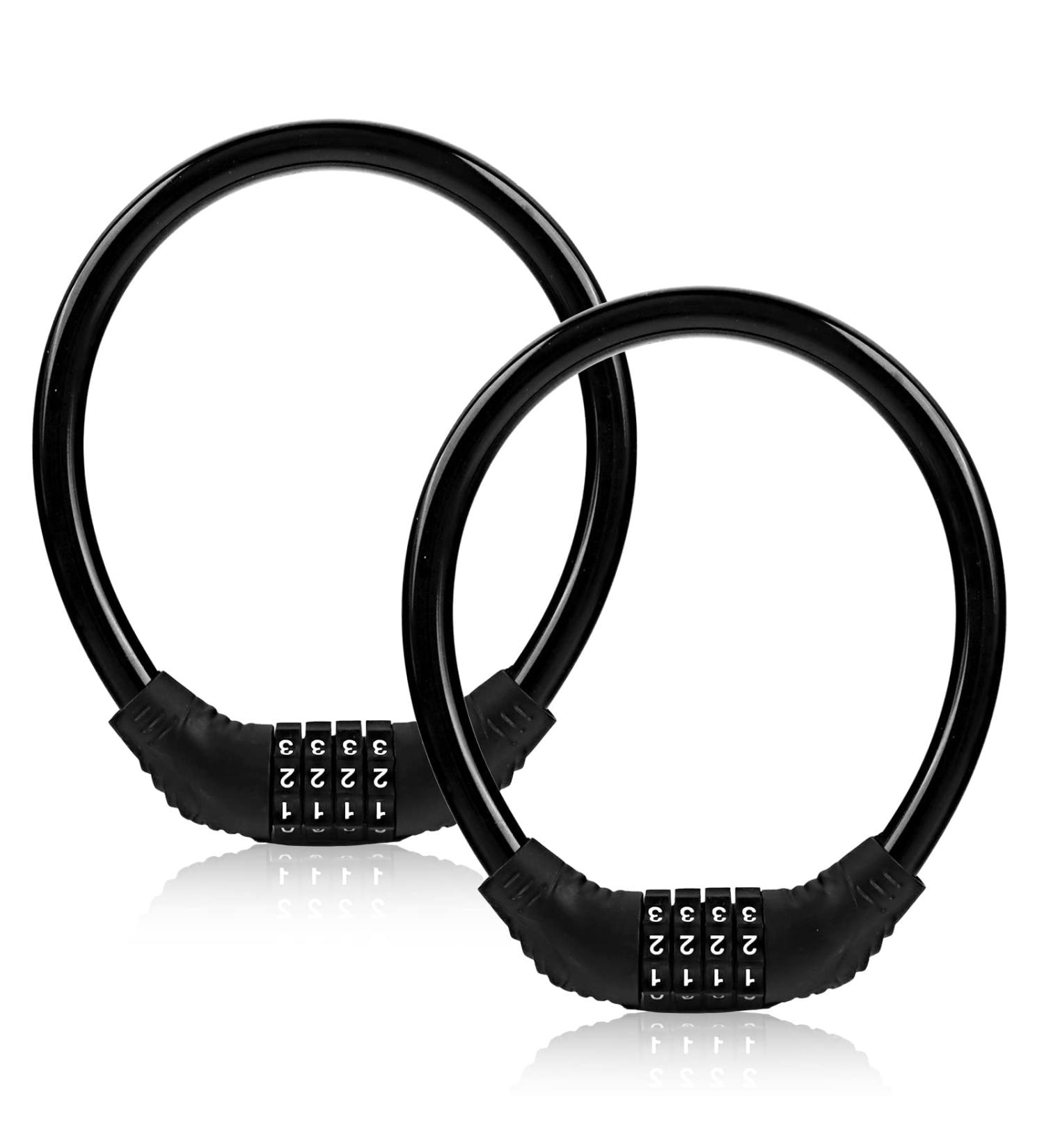 Fusiontec Heavy Duty Anti Theft Bike Lock Cable - 2 Pack, 4 Digit Resettable Combination, Portable Security for Bicycle - Black - Buy Online on GoSupps.com