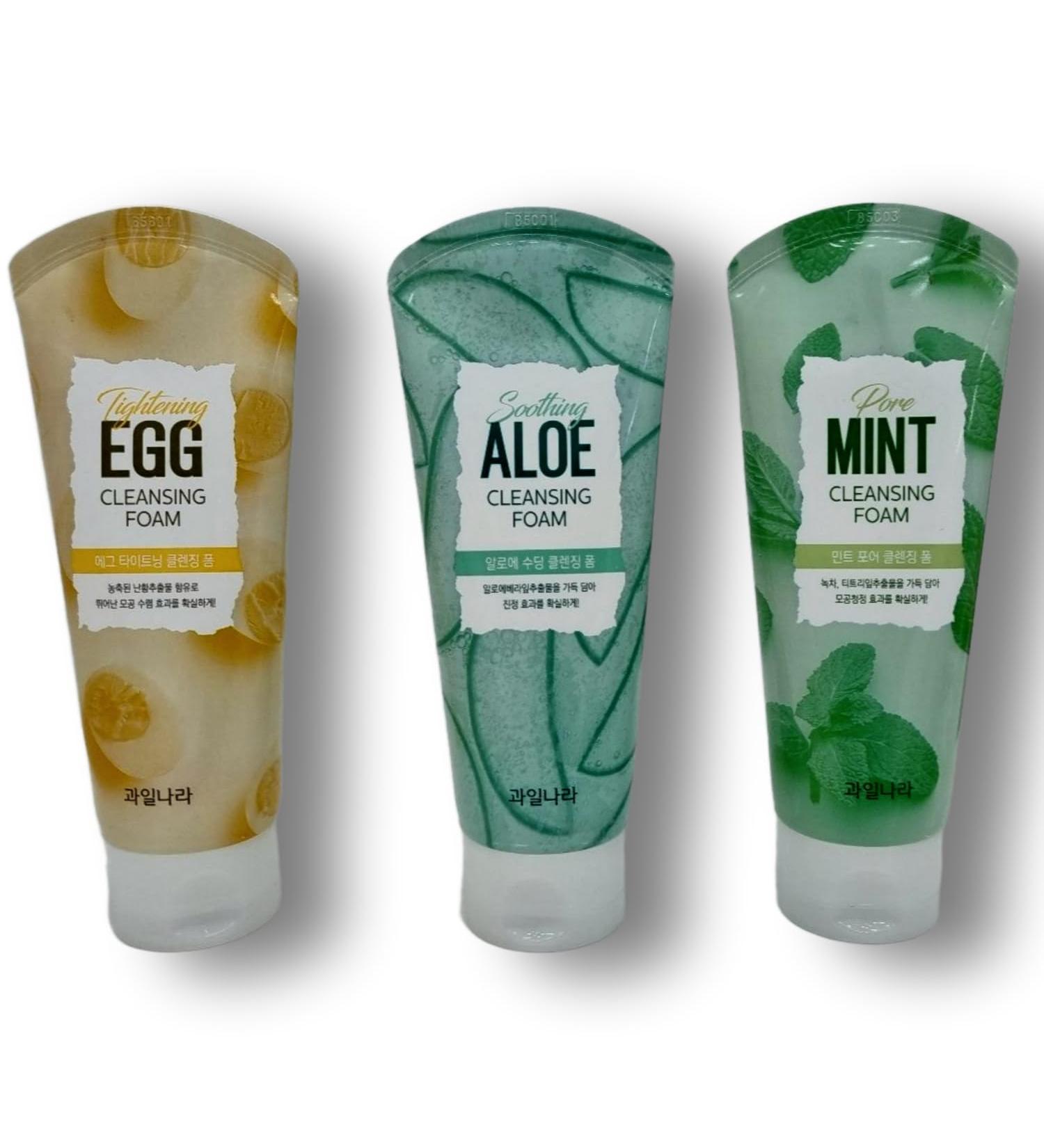 3packs Korean Cleansing Foam Trio Set - Egg Soothing Aloe & Pure Mint - Buy Online on GoSupps.com
