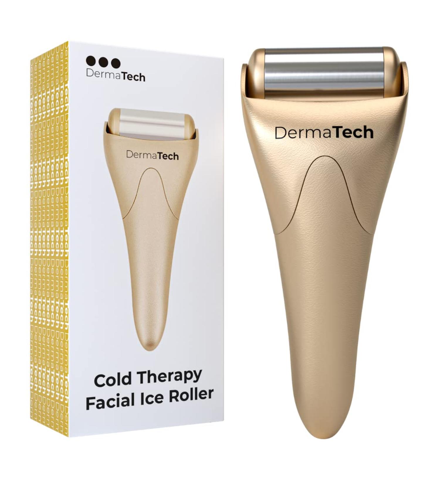 Cold Therapy Facial Ice Roller | Stainless Steel Face Massager for Puffiness Relief | Aesthetic Gold Ice Roller for Face & Eyes - Buy Online on GoSupps.com