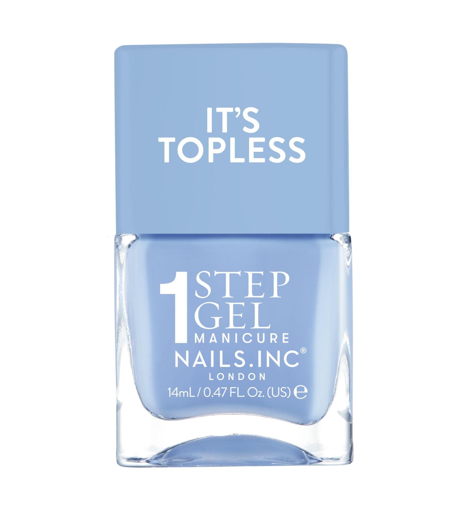  Nails Inc Nails Inc Topless Kim (sky blue) - UV-free gel nail polish - 1-step manicure that lasts up to 8 days - Quick drying - Vegan & 21-free - For children and adults - No base or top coat required - Buy Online on GoSupps.com