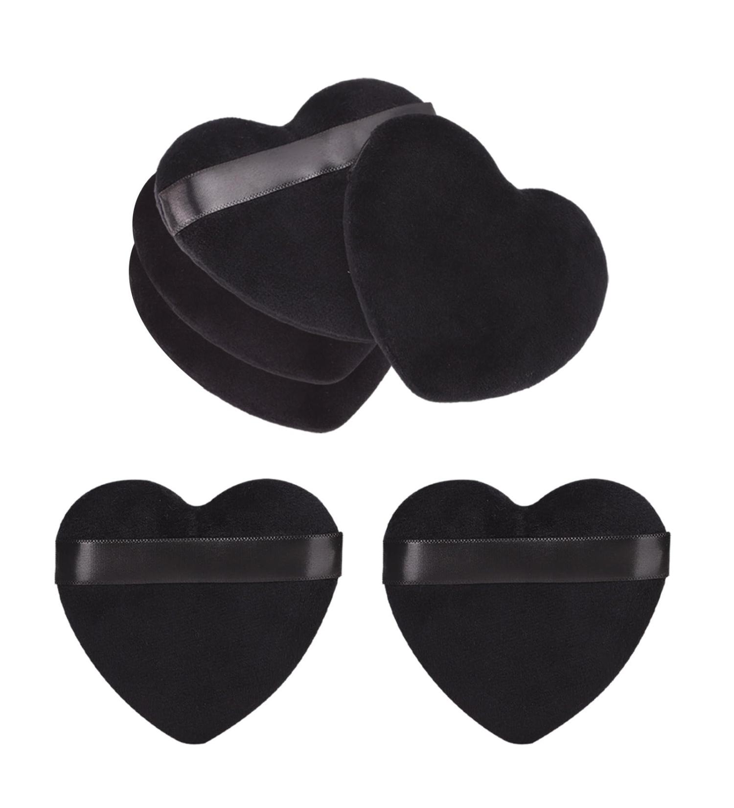 AICHHLIMFE 6 Pieces Heart Powder Puff Face Cotton Makeup Puff for Contouring Under Eyes and Corner Reusable Powder Pad Pressed Applicator Sponges Beauty Makeup Tools with Strap Black - Buy Online on GoSupps.com