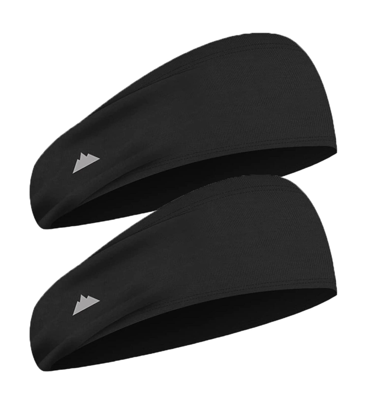 Mens Sweat Bands - Performance Headband for Sports, Cycling, Football - 2 Pack Black - Buy Online on GoSupps.com