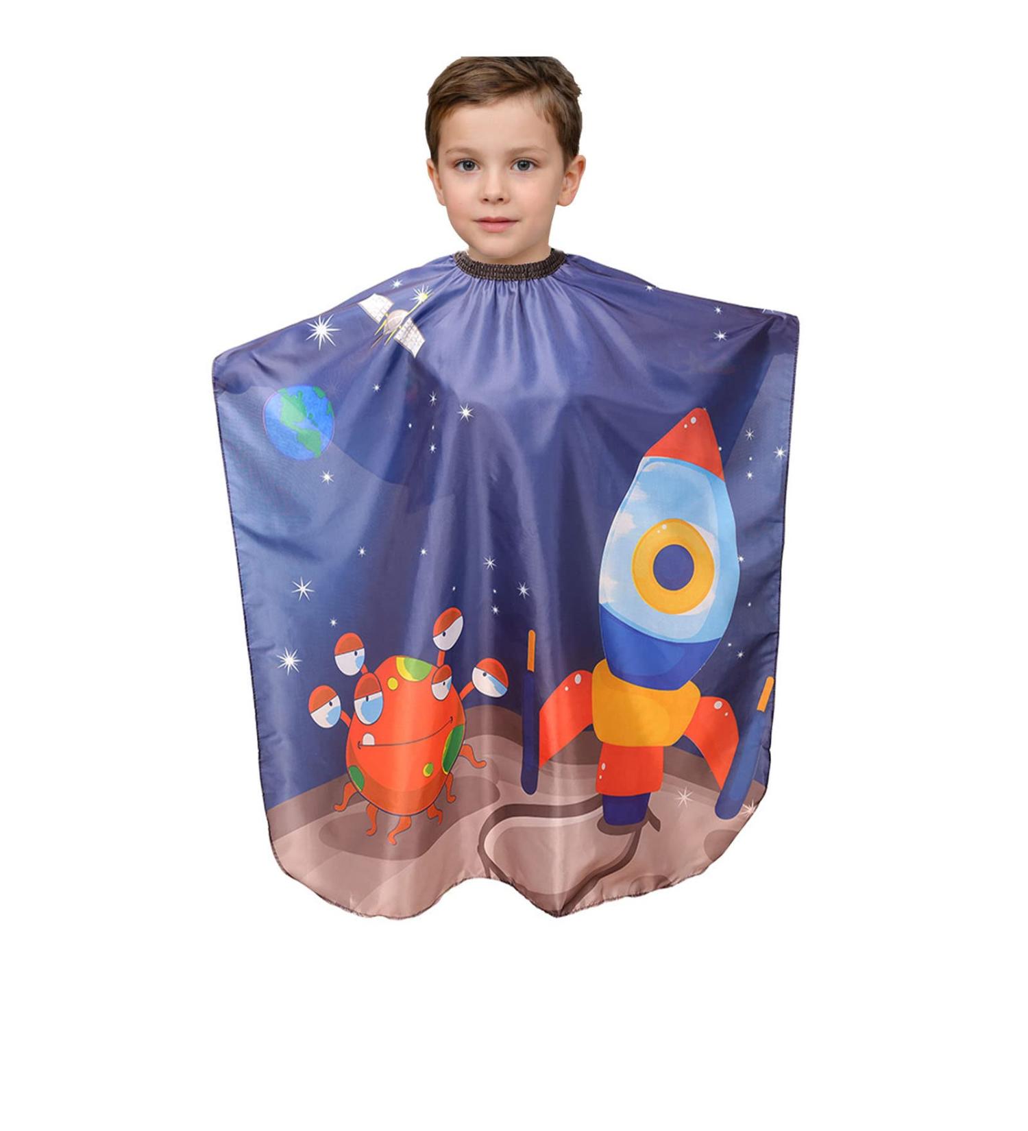Kids Haircut Cape - Professional Waterproof Barber Cape for Children | Space Rocket Design | Perfect for Salon & Home Use - Buy Online on GoSupps.com