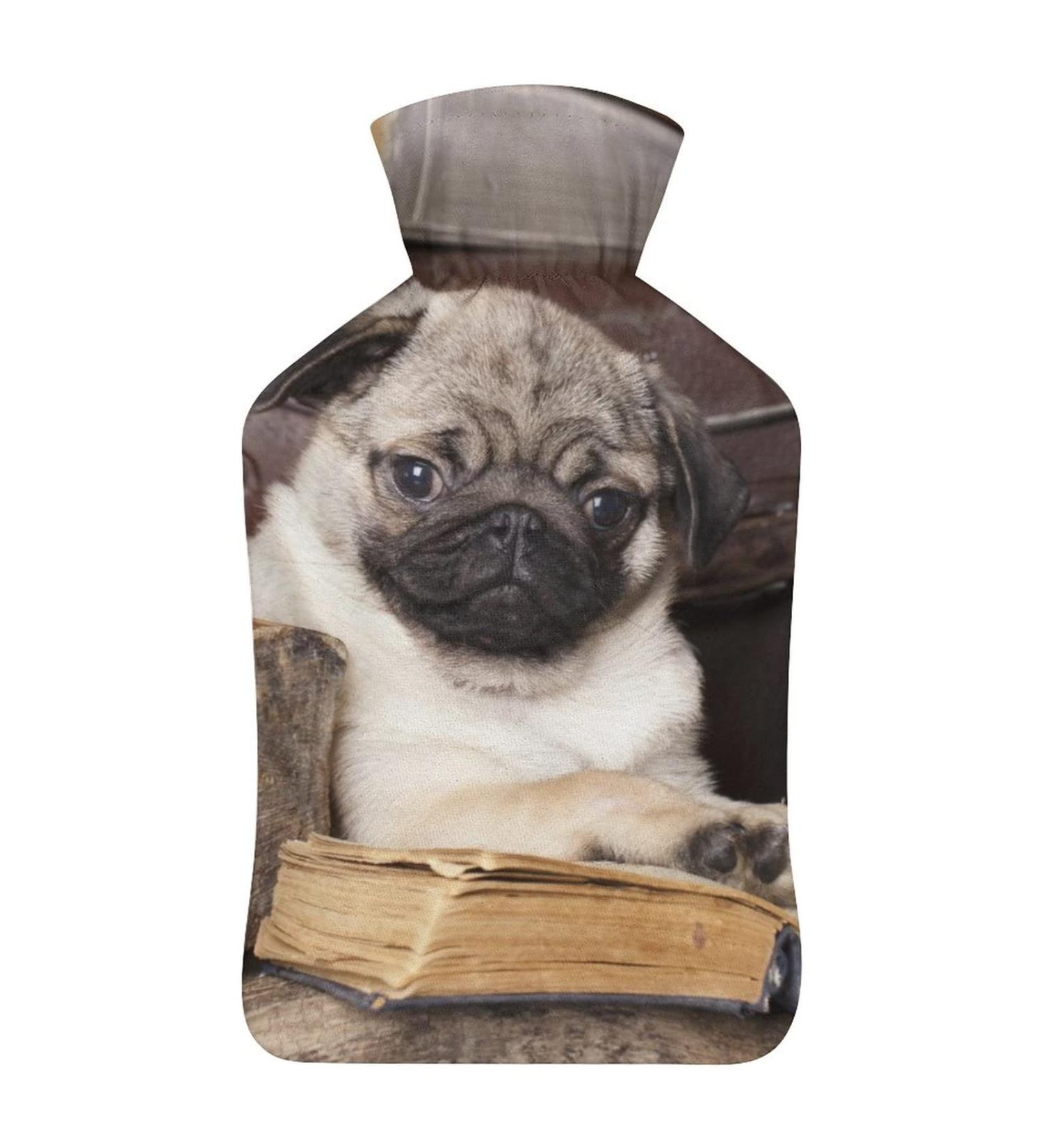 Shop Pug Hot Water Bottle with Plush Cover - Perfect Hand Warmer for Adults & Kids | 26.5x15.3cm - International Shipping Available - Buy Online on GoSupps.com