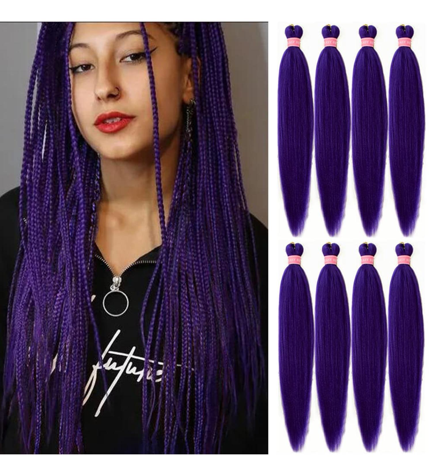 AQINBEL 26 Inch Purple Pre-Stretched Braiding Hair - 8 Bundles | Itch-Free Synthetic Fiber Crochet Twist Braids | Yaki Texture Extensions - Buy Online on GoSupps.com