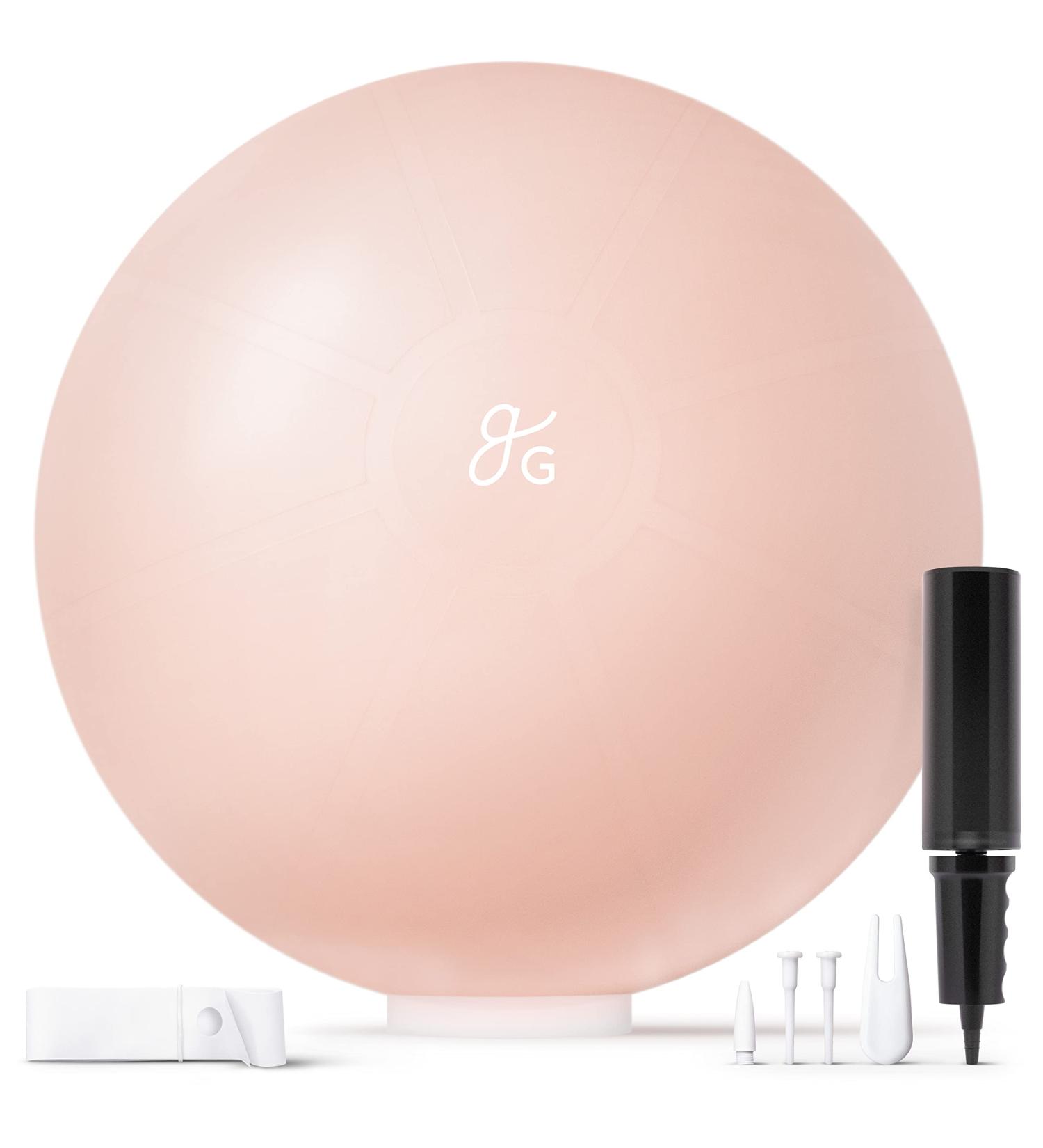 Greater Goods Professional Exercise Ball for Yoga, Balance, and Pregnancy | Multiple Sizes & Colors | Designed in St. Louis - 55cm Blush Pink - Buy Online on GoSupps.com