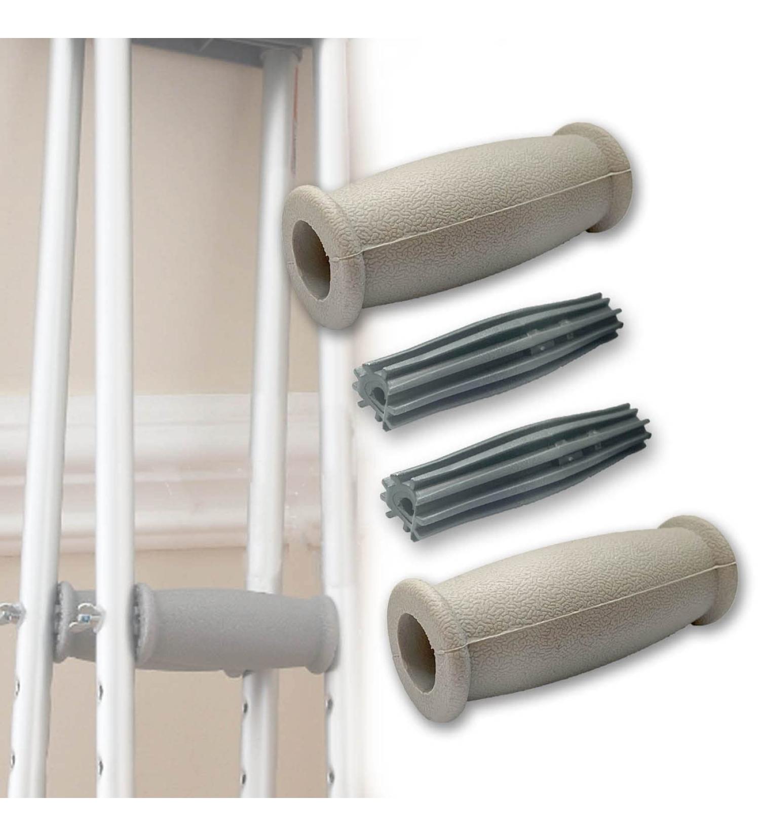 Crutch Solid Hand Grips Kit - 2 Pcs Gray Replacement Cushion Handles - Buy Online on GoSupps.com