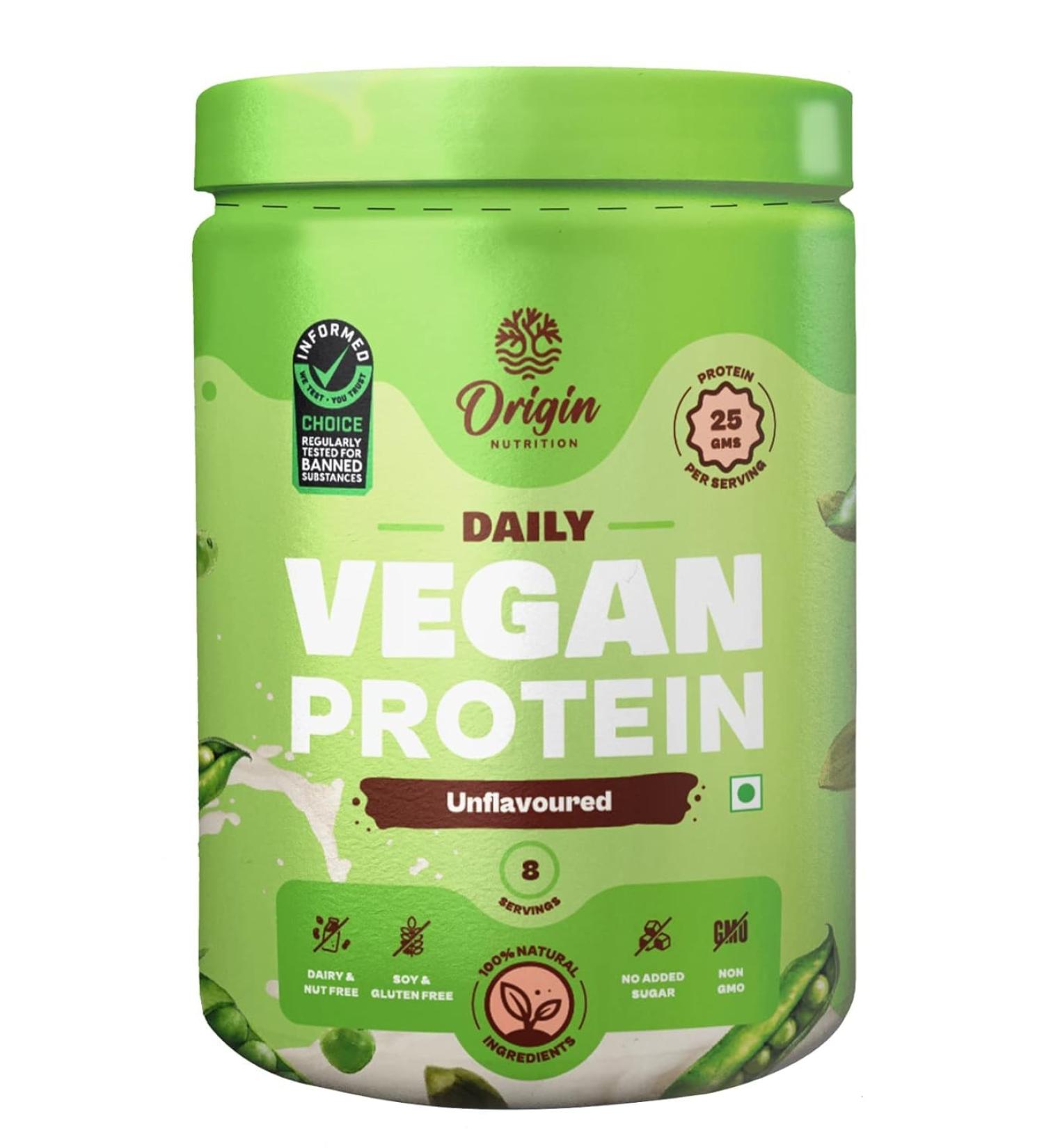 Ori Gin Nutrition 100% Natural Plant Protein Powder - Best Vegan Protein 25g Plant Based Protein Easy to Digest Unflavoured 250g | Free International Shipping - Buy Online on GoSupps.com