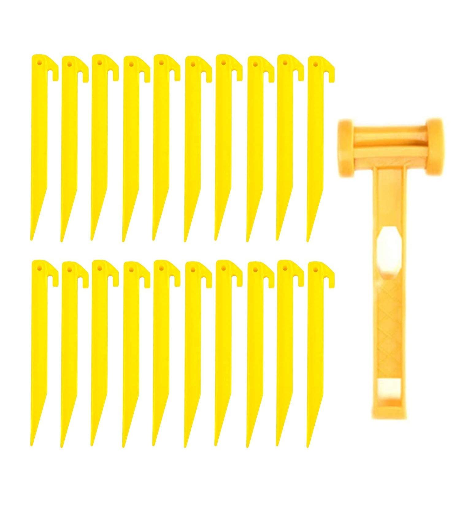 9 Inch Yellow Plastic Tent Stakes for Sand - Heavy Duty, Lighter, Safer - 24 Pack - Buy Online on GoSupps.com