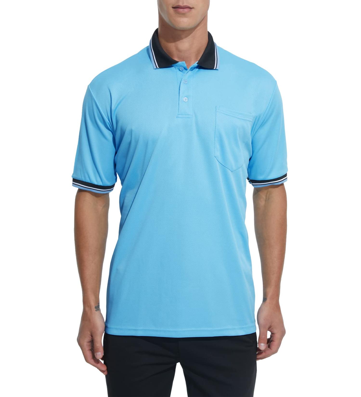 Men's Polo Referee Shirt - Baseball & Softball Official Umpire Jersey - Light Blue, Medium - Buy Online on GoSupps.com