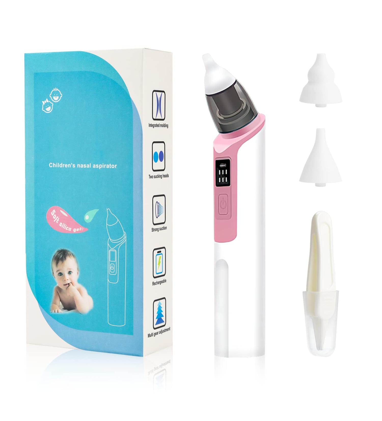 Rechargeable Electric Baby Nasal Aspirator | Nose Sucker & Cleaner with 2 Nozzle Sizes | Adjustable Suction Levels | for Newborns & Toddlers (Pink) - Buy Online on GoSupps.com