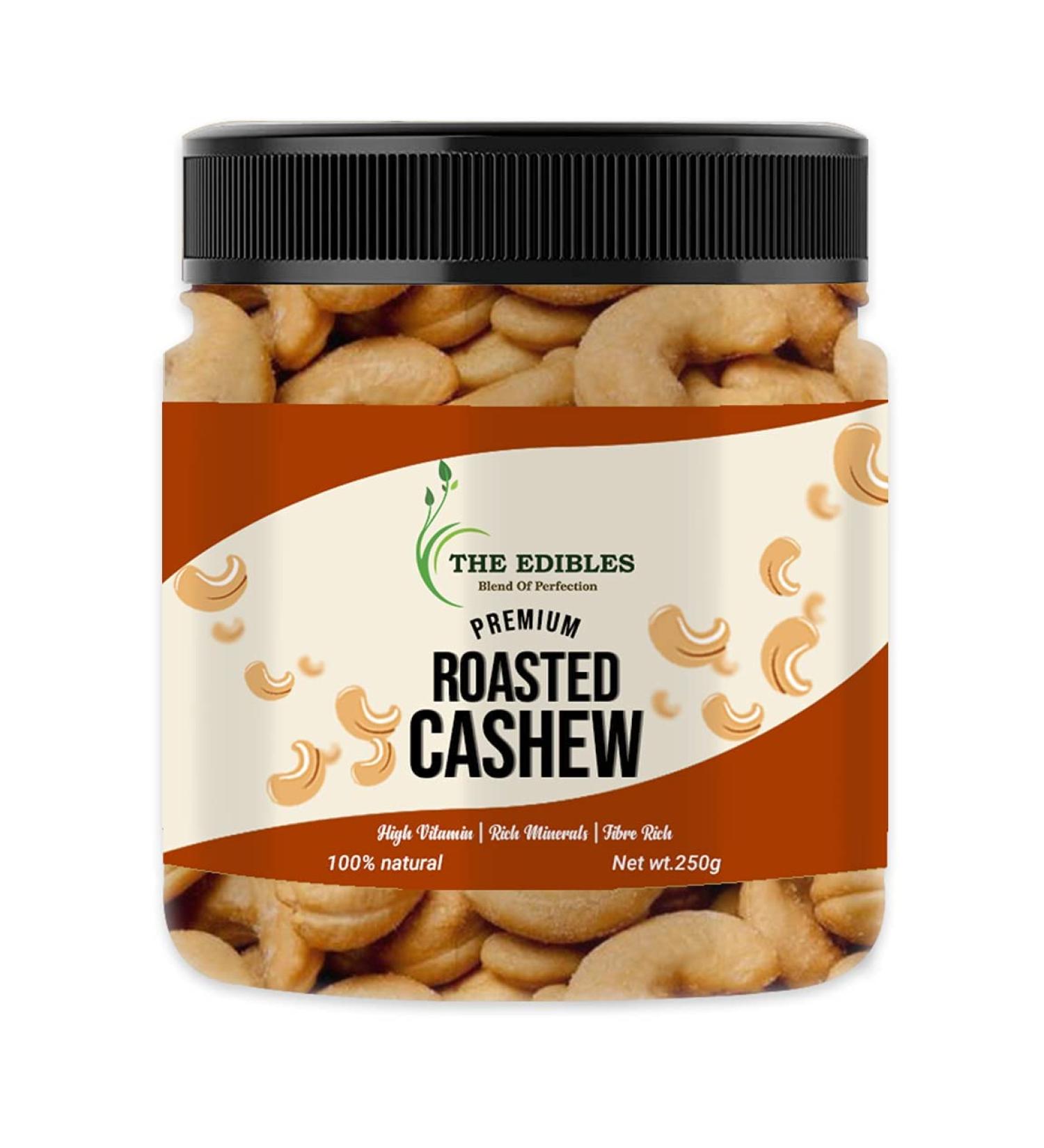 THE EDIBLES Roasted Brownish and Crispy Whole Cashew Nuts Kaju 250g_Packing May Vary - Buy Online on GoSupps.com
