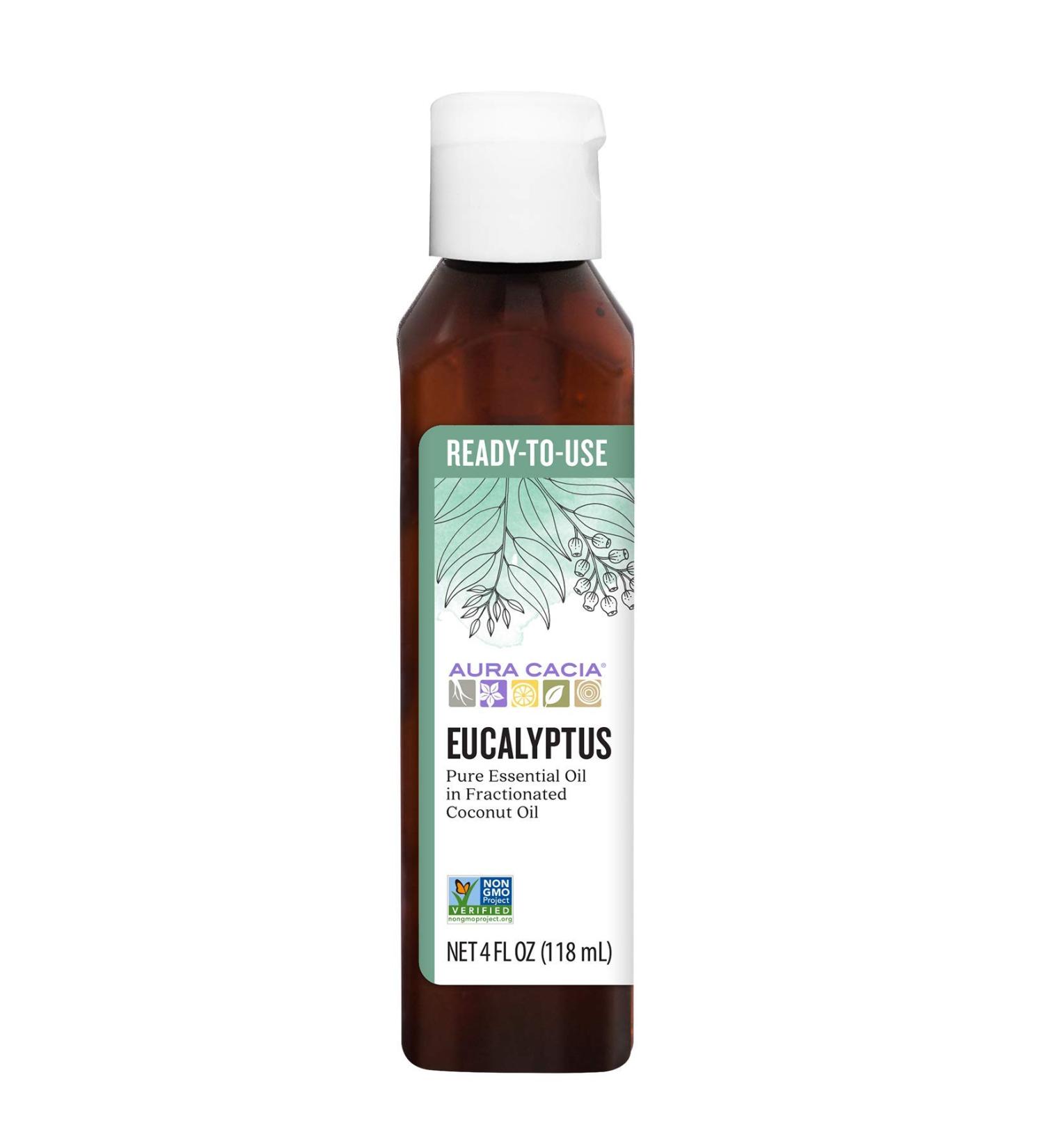 Aura Cacia Eucalyptus Essential Oil in Fractionated Coconut Oil - 4 fl oz (118 ml) | Pure Aromatherapy - Buy Online on GoSupps.com