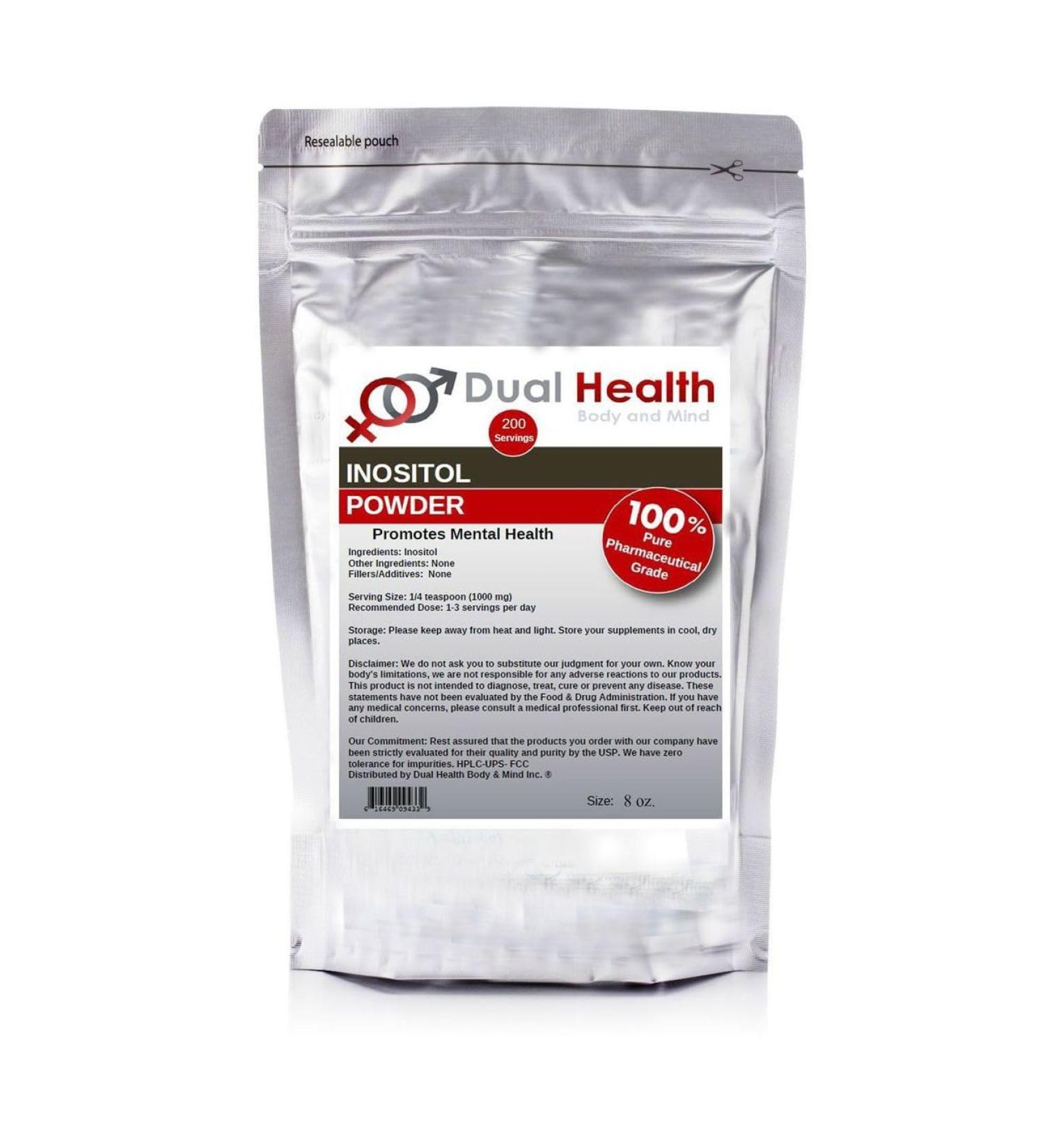 Dual Health Body & Mind Inositol Powder (8 oz) Pure Vitamin B8 Antioxidants Bulk Supplements 1000mg per Serving