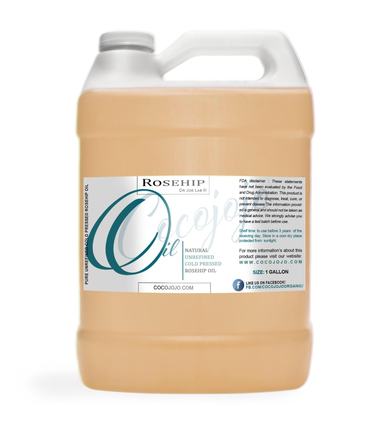 Dr Joe Lab Rosehip Oil - 128 oz Bulk | 100% Pure Cold Pressed Vegan Oil for Hair Skin Face & Nails - Non-GMO & Natural - Buy Online on GoSupps.com