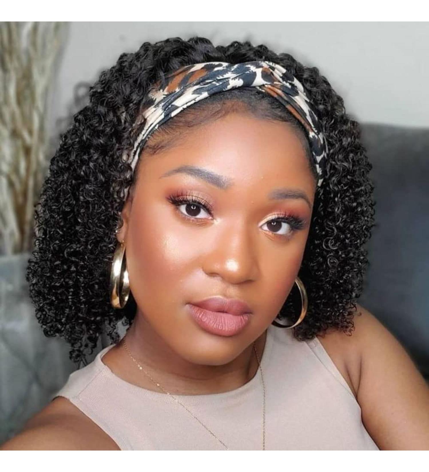 10 Inch Kinky Curly Headband Wig for Black Women - Glueless Human Hair Short Curly Wig - Buy Online on GoSupps.com