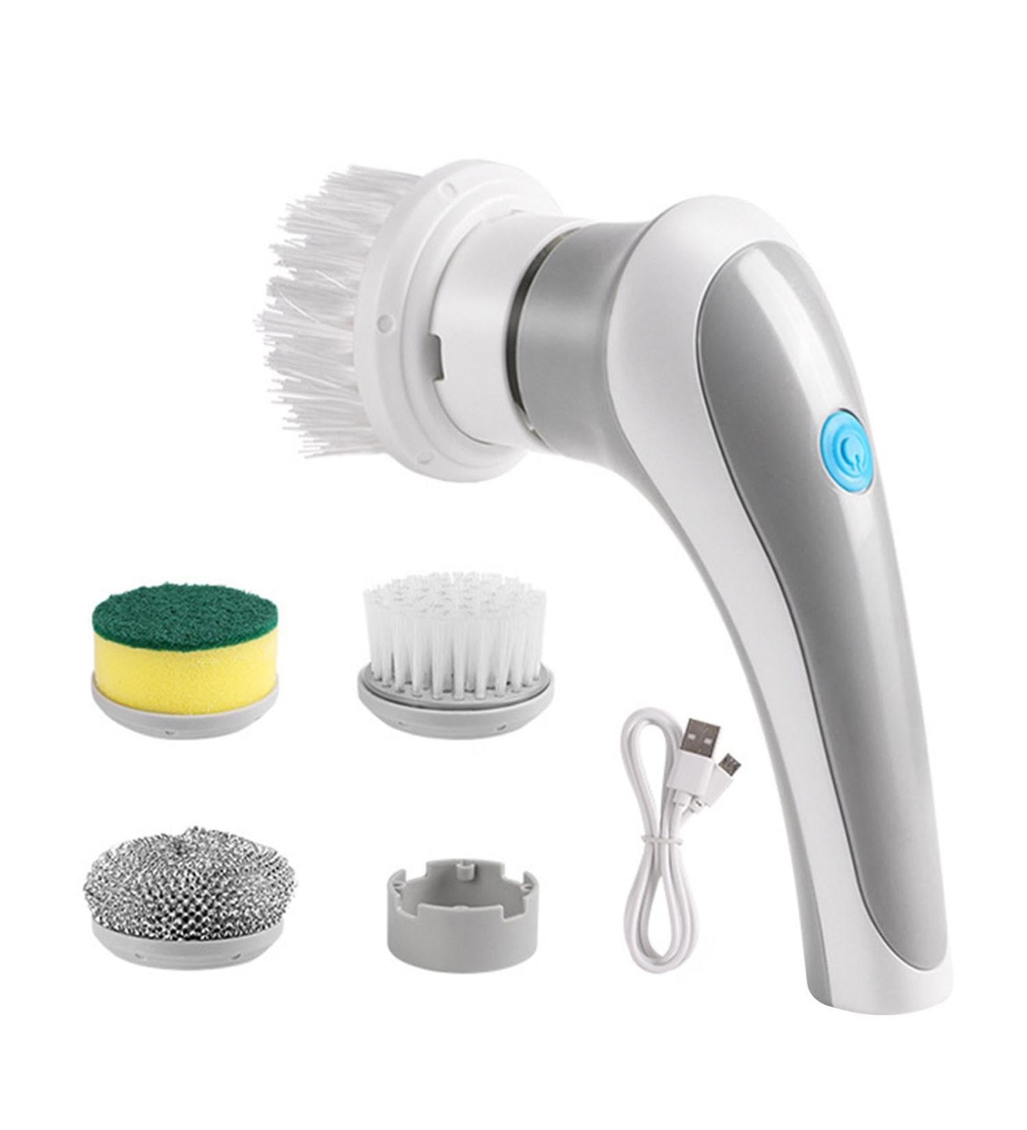 Handheld Electric Scrubber Cordless Cleaning Brush with 3 Replaceable Brush Heads Rechargeable Kitchen Cleaning Spin Brush for Shoe Brushing Dishwashing Bathroom Tub Floor Car Tile Grey - Buy Online on GoSupps.com
