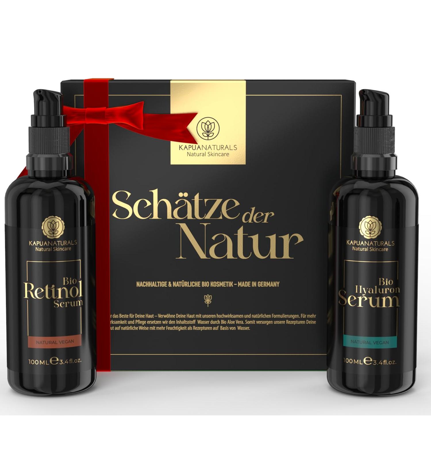 Organic Face Care Gift Box - 2x100 ml - Gifts for women - Vegan - Hyaluron&Retinol Serum - Women's Gift Box Women's Gifts - Girlfriend Gift - Valentine's Day Christmas Birthday - Buy Online on GoSupps.com