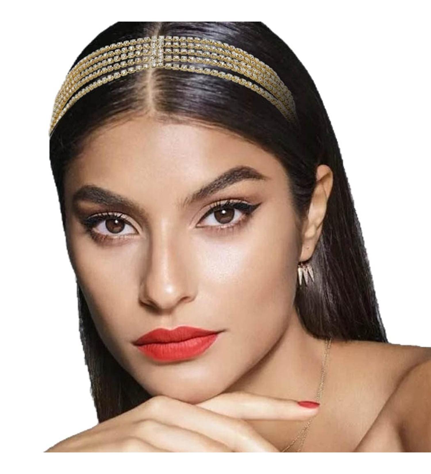 Woeoe Women's Sparkle Rhinestone Headband - Crystal Bridal Party Head Chain - Buy Online on GoSupps.com