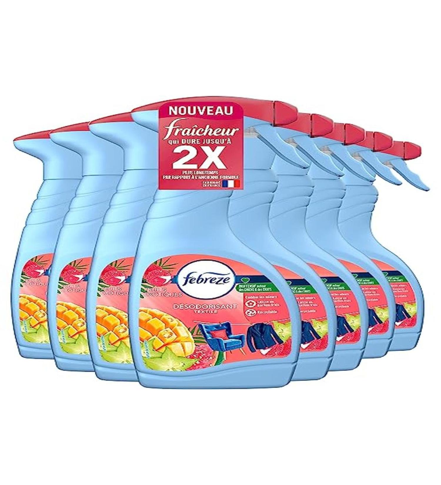 Febreze air freshener for textiles exotic fruits 8 x 500 ml odourclear technology removes smells from your textiles to leave just a fresh fragrance 125.00 ml (8 Pack)