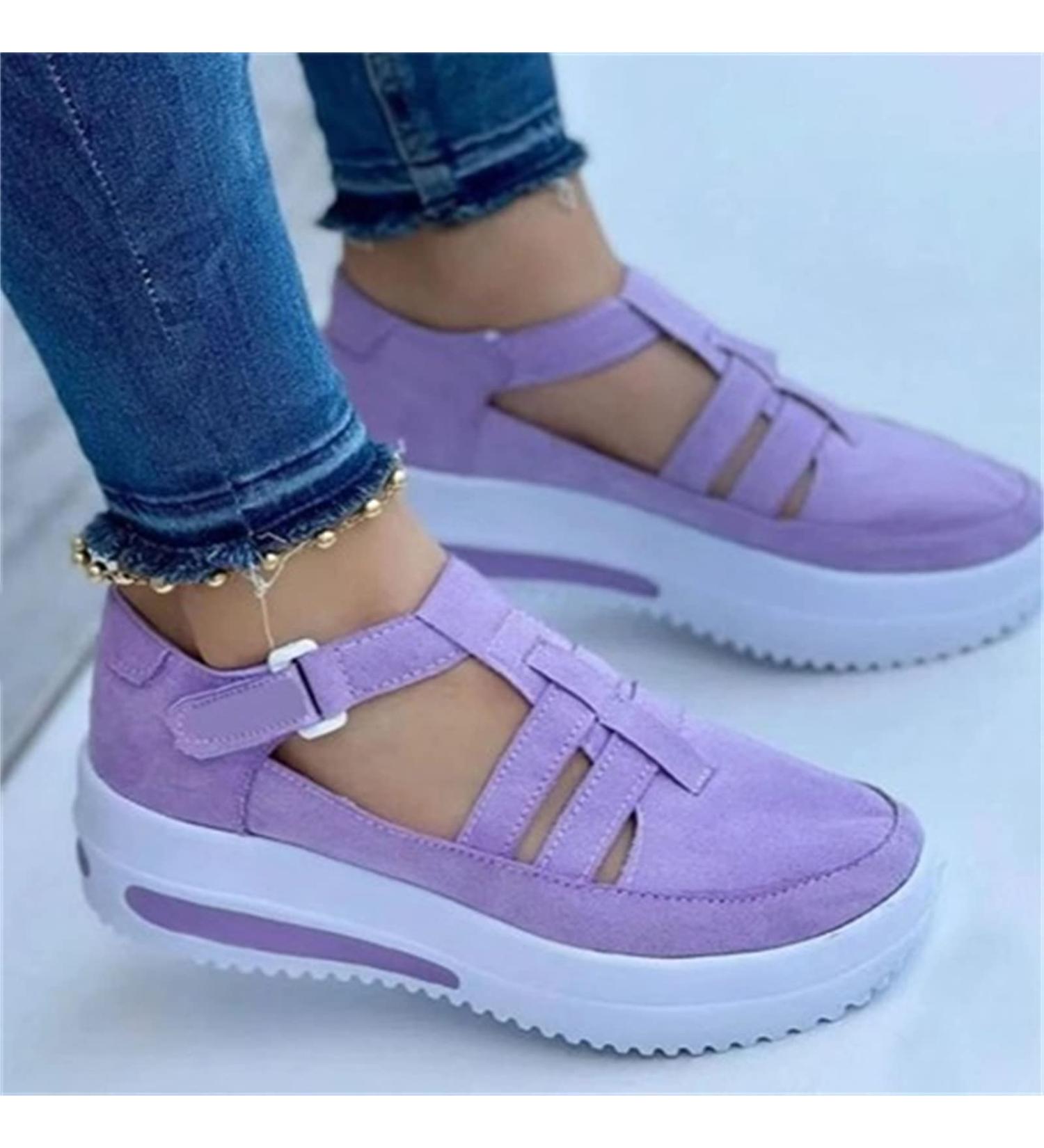 Swezida Women's Orthopedic Arch Support Walking Shoes - Purple, Size 39 - Buy Online on GoSupps.com