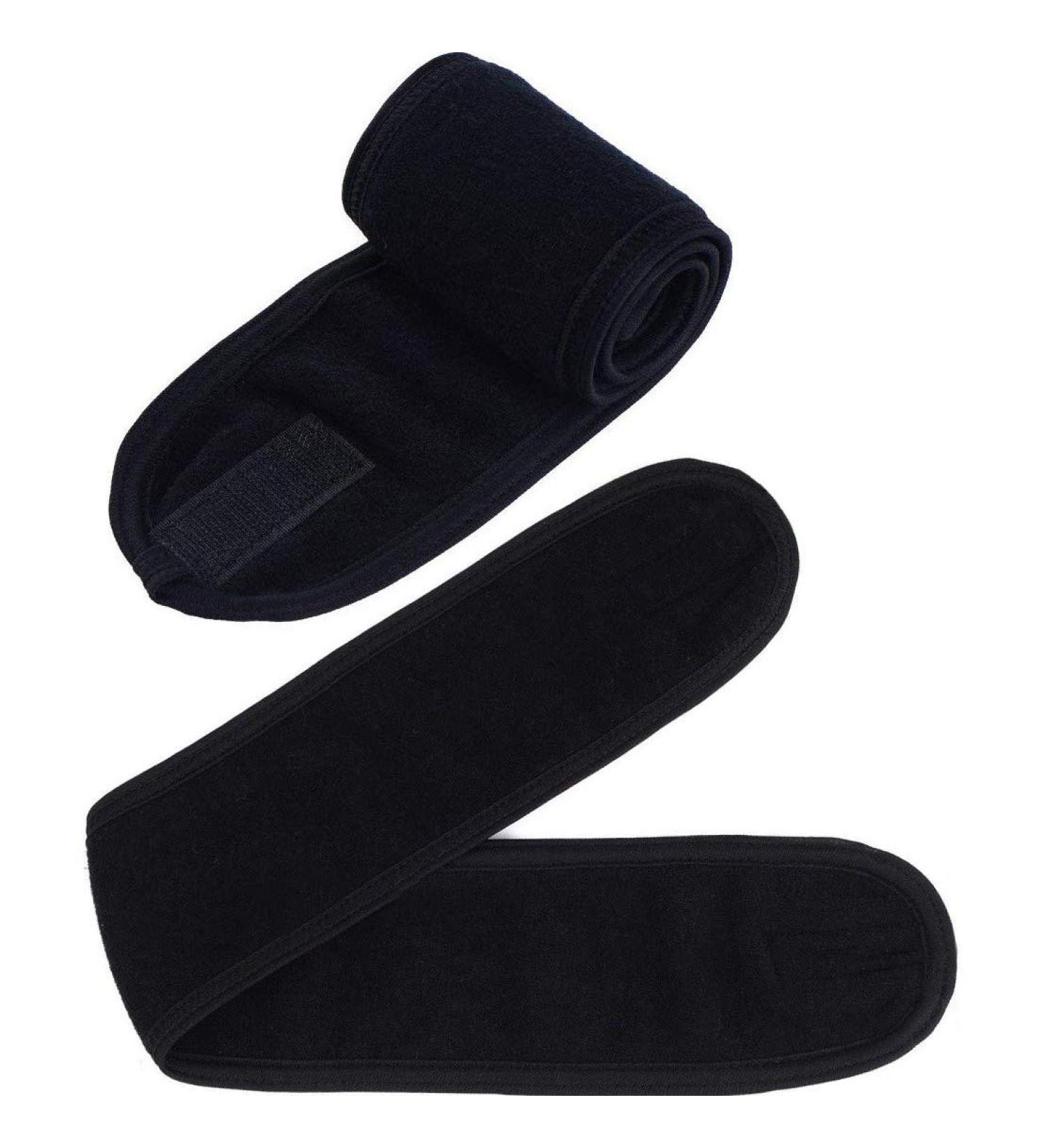 Onwon 2 Pack Facial Spa Headband with Magic Tape - Black Terry Cloth Stretch Towel Head Wrap for Bath, Makeup, Yoga and Sport - Buy Online on GoSupps.com