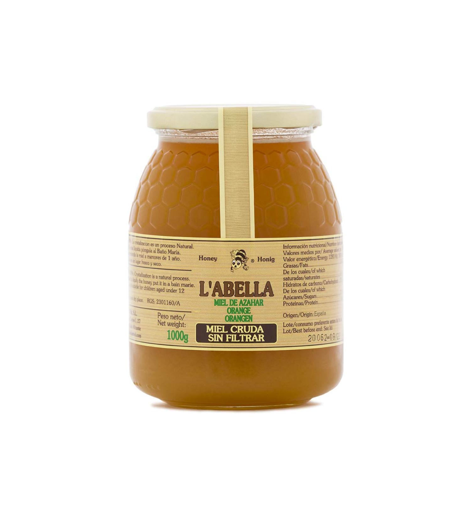 L'abella Mel - Raw Orange Blossom Honey - Natural Honey Harvested in Spain (1kg) - Buy Online on GoSupps.com