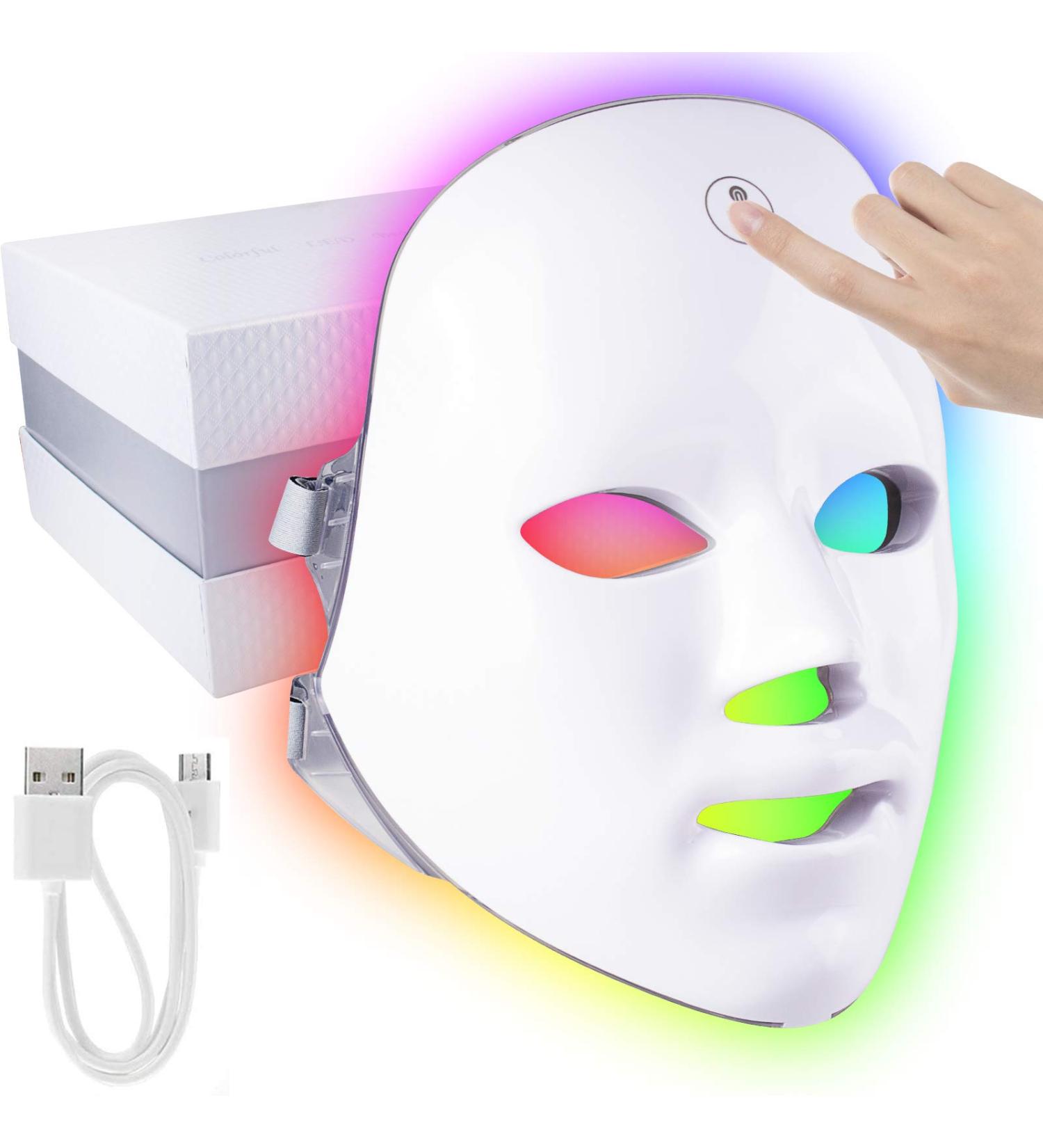 7 Color LED Light Face Mask - Touch Control Therapy Acne Treatment LED Mask Wrinkle Removal Anti-aging Skin Rejuvenation for Daily Skin Care - Buy Online on GoSupps.com