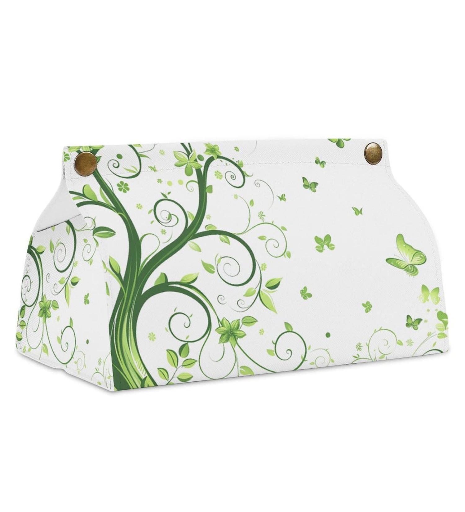 Tissue Box Cover Tissue Box Holder Green Floral Swirl Print Tissue Holder Travel Tissue Packs Facial Paper Holder Decorative Holder - Buy Online on GoSupps.com