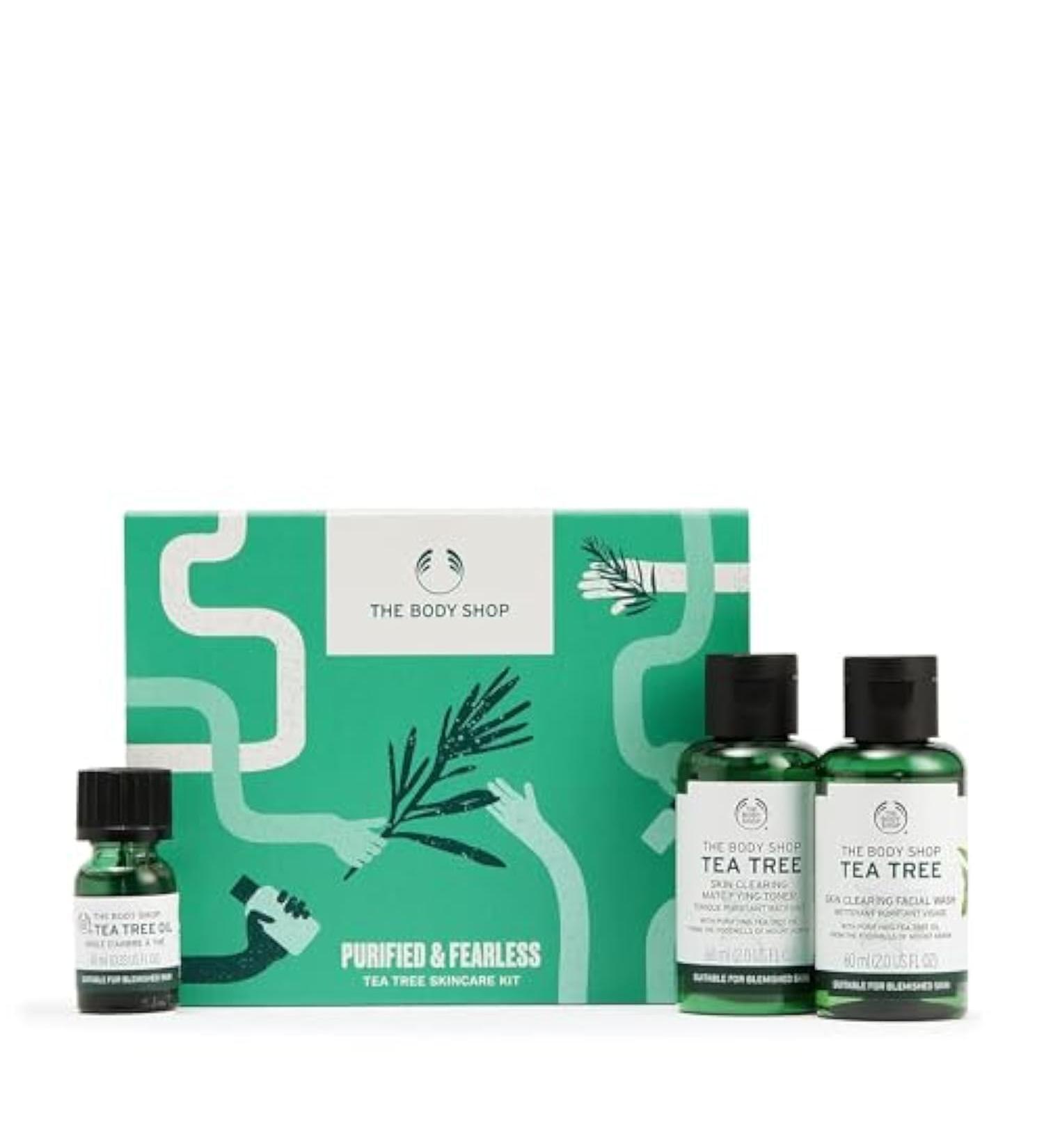 The Body Shop Purified & Fearless Tea Tree Skincare Kit Gift Set for Oily and Blemished Skin