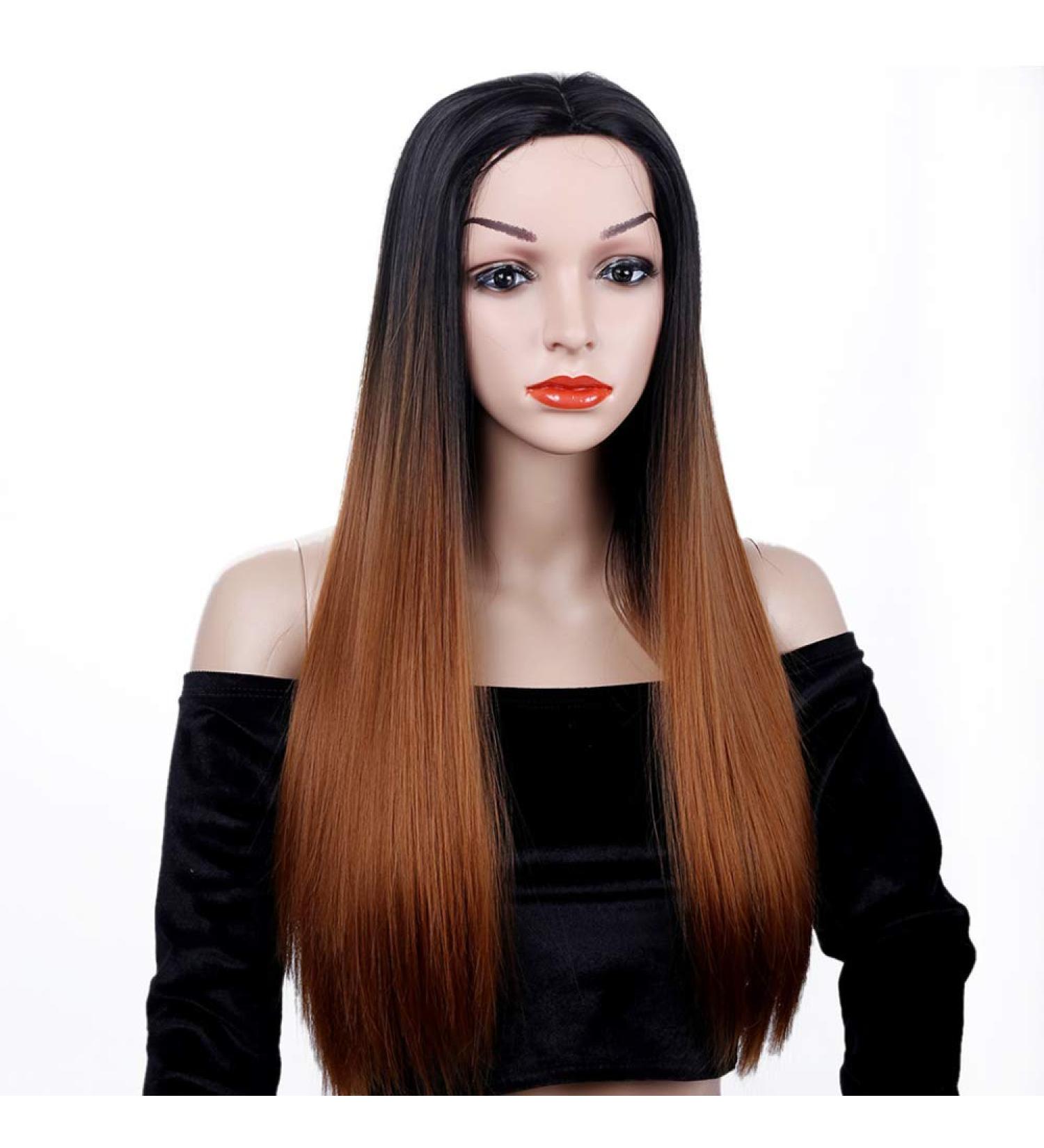 Buy SHIYID Long Straight Brown Wigs for Women - Synthetic Middle Part Pink Two Tone Wig | Perfect Gifts for Her - Buy Online on GoSupps.com