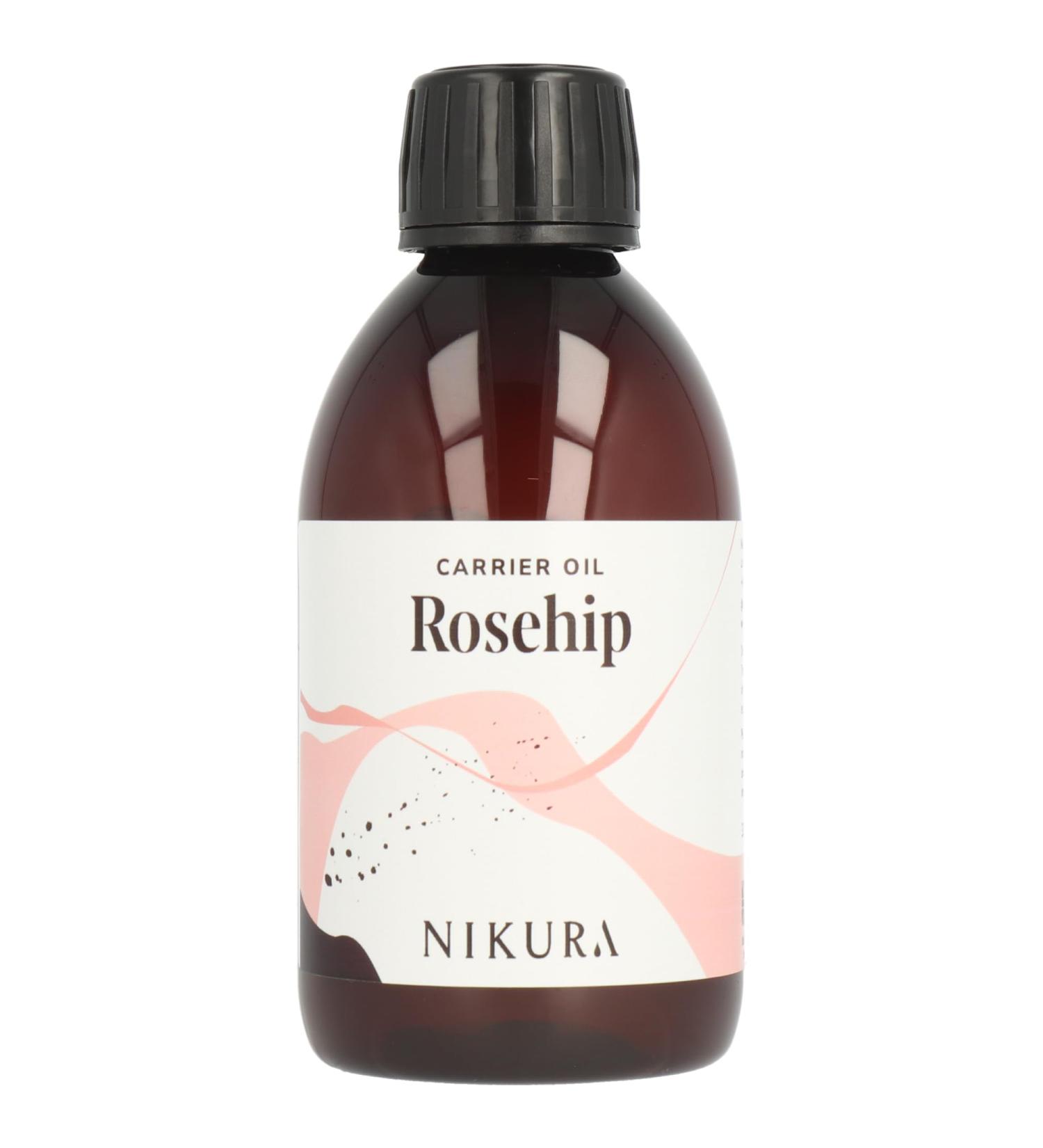 Nikura Rosehip Oil 250ml - Vegan & UK Made for Skin, Hair, Soap Making - Moisturising, Hydrating & Nourishing - BPA Free - Buy Online on GoSupps.com