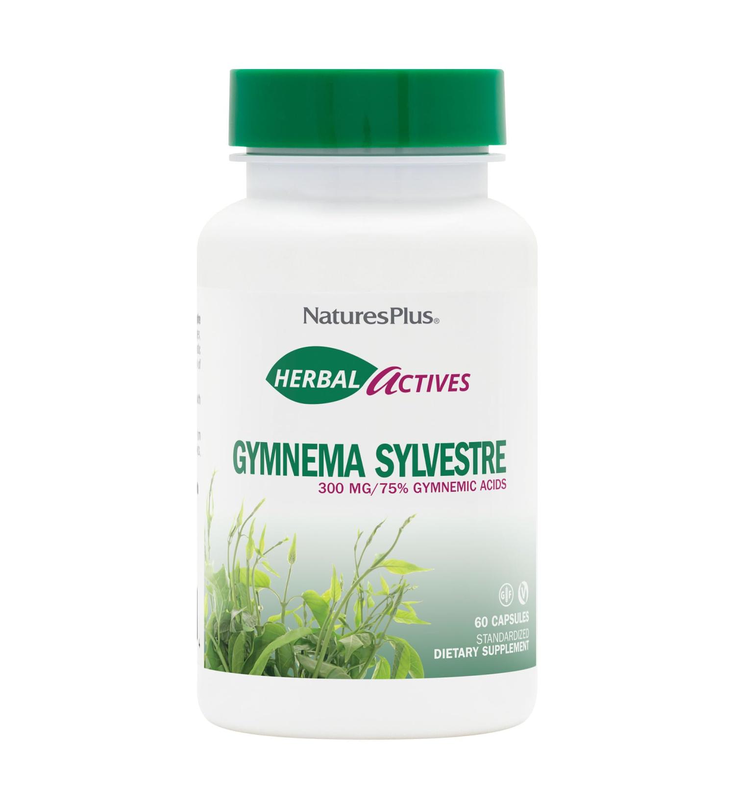 Natures Plus Herbal Actives Gymnema Sylvestre - 300 mg - Ayurvedic Botanical Supplement - 60 Vegan Capsules (60 Servings) - Buy Online on GoSupps.com