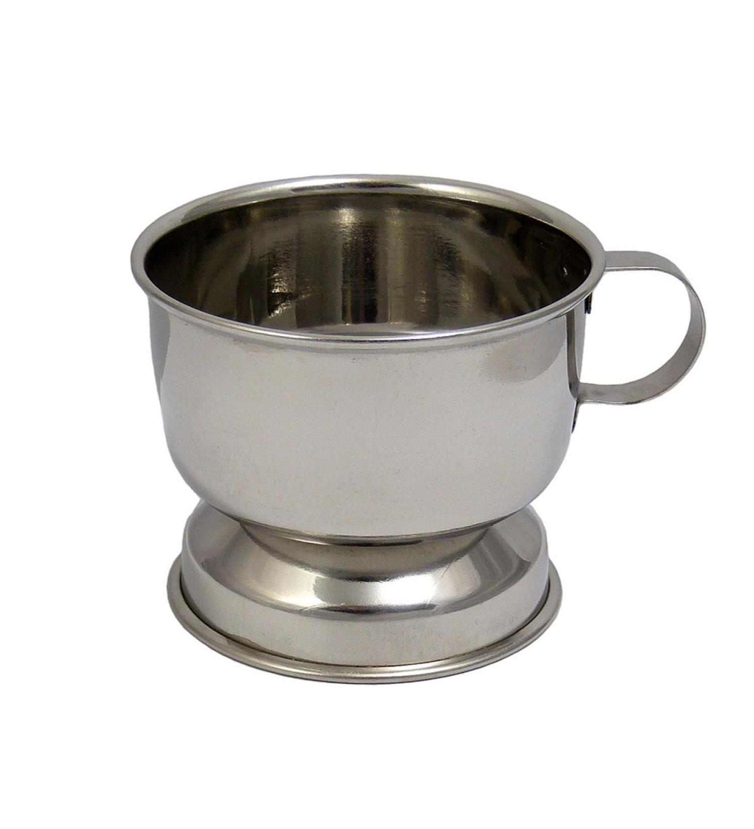 Metal shaving bowl with base and handle 7 cm high