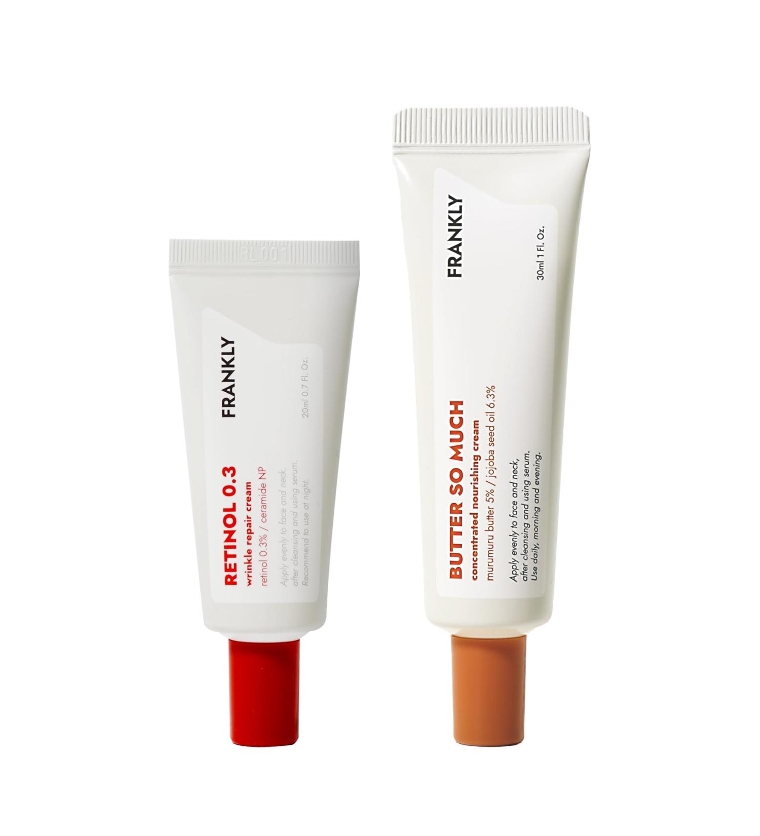 FRANKLY Skin Repair Duo: Retinol 0.3 Cream & Butter So Much Cream | Anti-Aging & Skin Turnover | Deep Moisturization | Vegan Butter, Jojoba Oil | Vegan & Curelty-Free | Korean Skincare Set - Buy Online on GoSupps.com