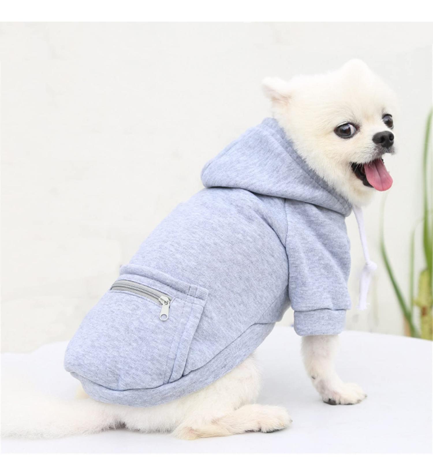 Waterproof Winter Dog Coat & Hoodie - Warm Jacket for Small Dogs | Fleece Puppy Sweater with Bag - XS Gray - Buy Online on GoSupps.com