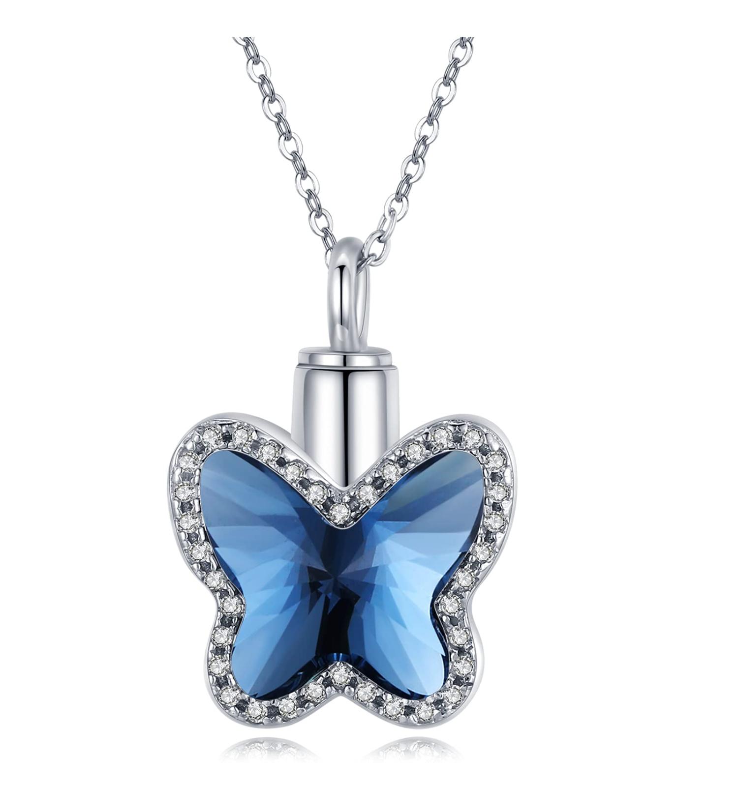 925 Sterling Silver Urn Pendants for Ash - Memorial Jewelry with Dragonfly Roses & Moonstone - Heart & Butterfly Designs for Women Mom & Papa - Buy Online on GoSupps.com